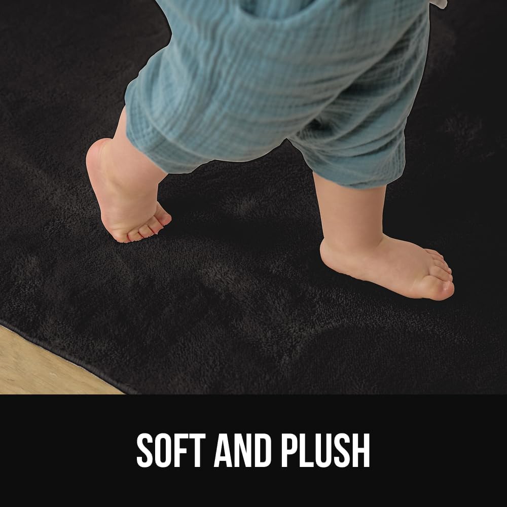 GORILLA GRIP Ultra Soft Washable Area Rug, Stain and Slip Resistant Plush Thick Carpet for Bedroom Living Room, No Shed Floor Rugs, Pet Friendly, Dorm Essentials, Kids Nursery Home Decor, 4x6, Black