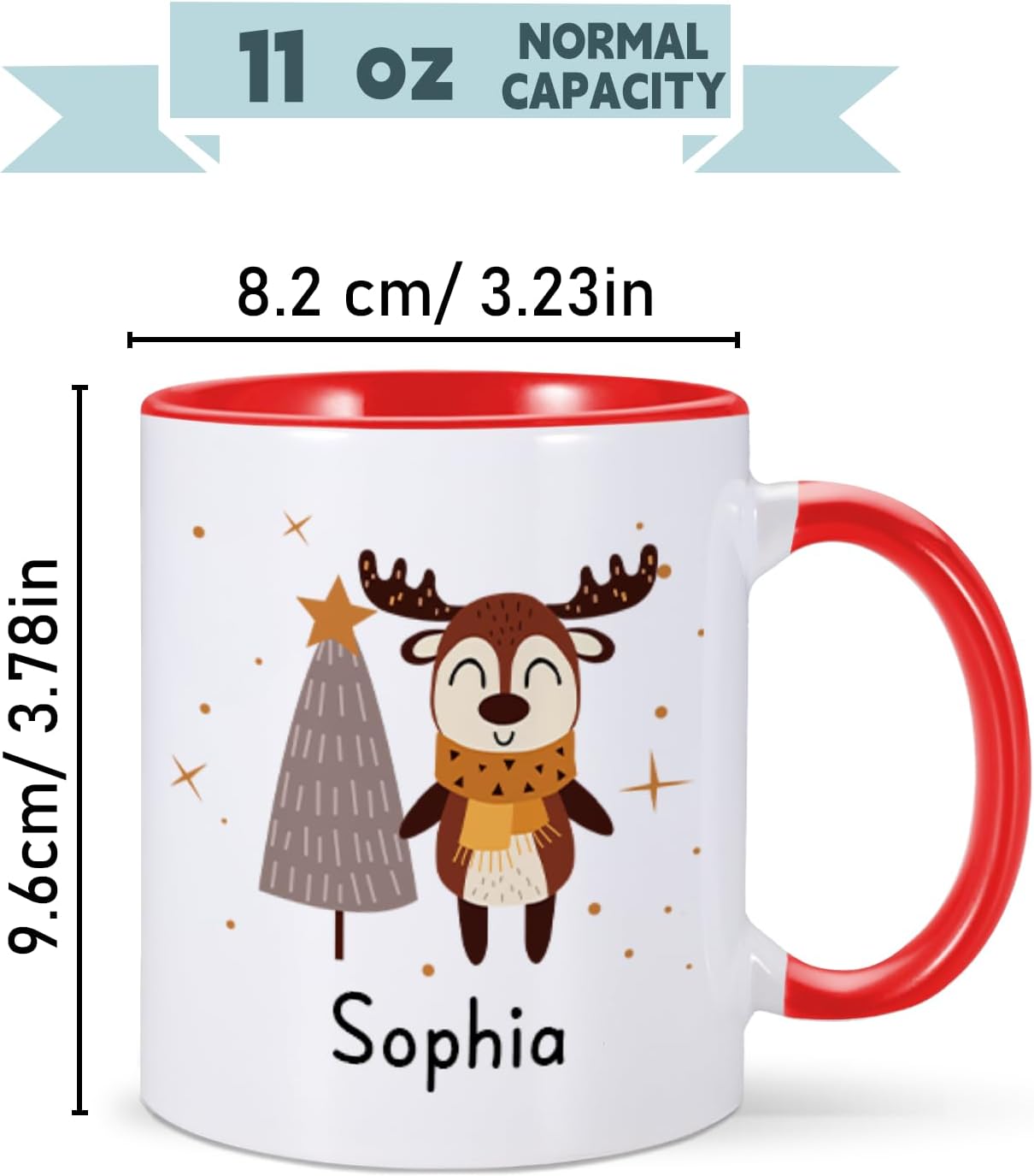 Christmas Gifts for Kids, Personalized Name Christmas Coffee Mug, Cute Hot Chocolate Cocoa Mug, Winter Holiday Cups for Children, Customized Christmas Birthday Gifts for Women Families Friend