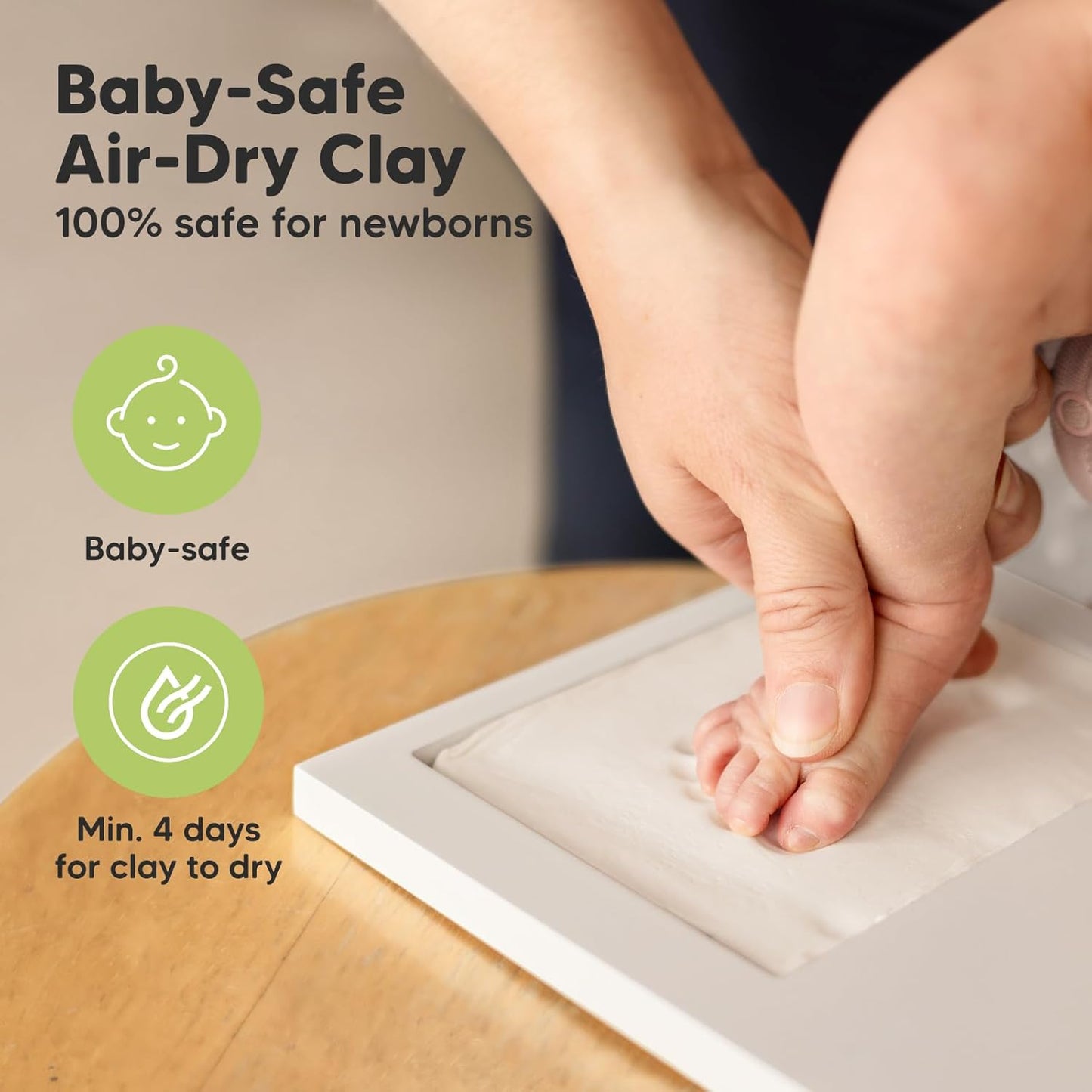 Baby Hand and Footprint Kit - Clay Handprint Keepsake Frame, Newborn Nursery Picture Frame, Personalized New Mom Gifts for Baby Shower & Registry (Vintage White)