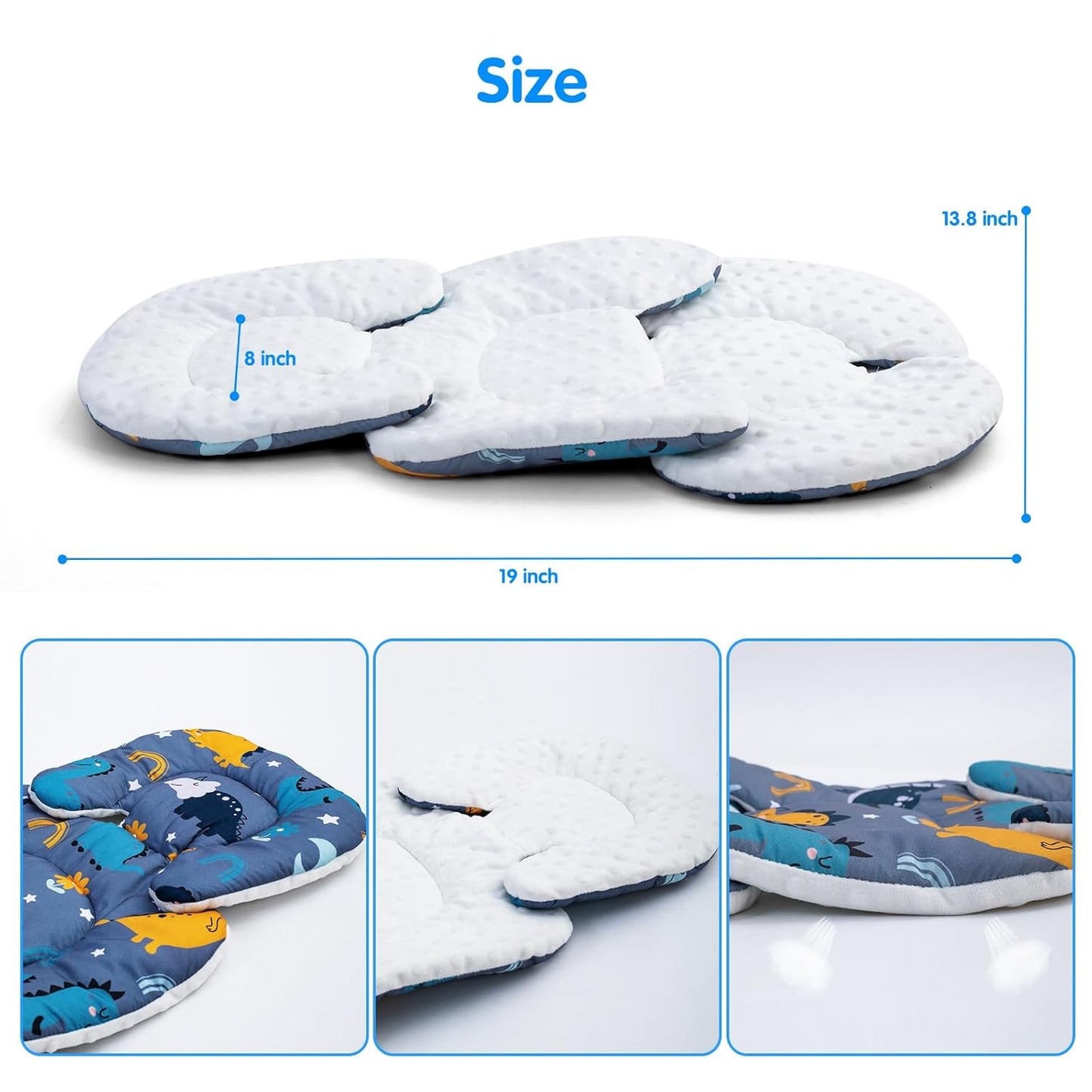 2 in 1 Infant Insert for Carseat, Newborn Car Seat Insert with 3D Mink Dot, Soft Baby Car Seat Head Support for Boys Girls, Breathable Car Seat Cushion for Baby, Stroller Cushion for Swing, Bouncer