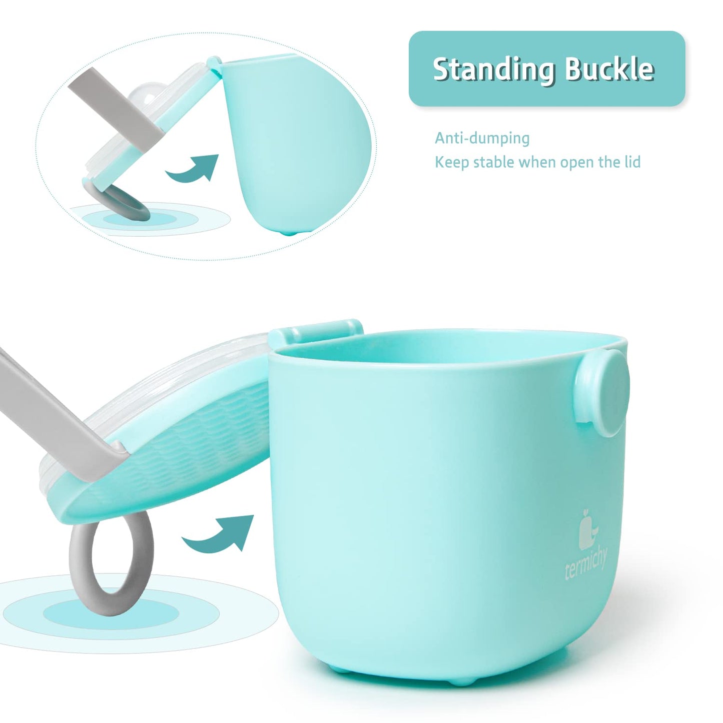 Termichy Baby Formula Dispenser, Portable Milk Powder Dispenser Container with Carry Handle and Scoop for Travel Outdoor Activities with Baby Infant, 8.8OZ, 0.55LB, 250g (Blue)