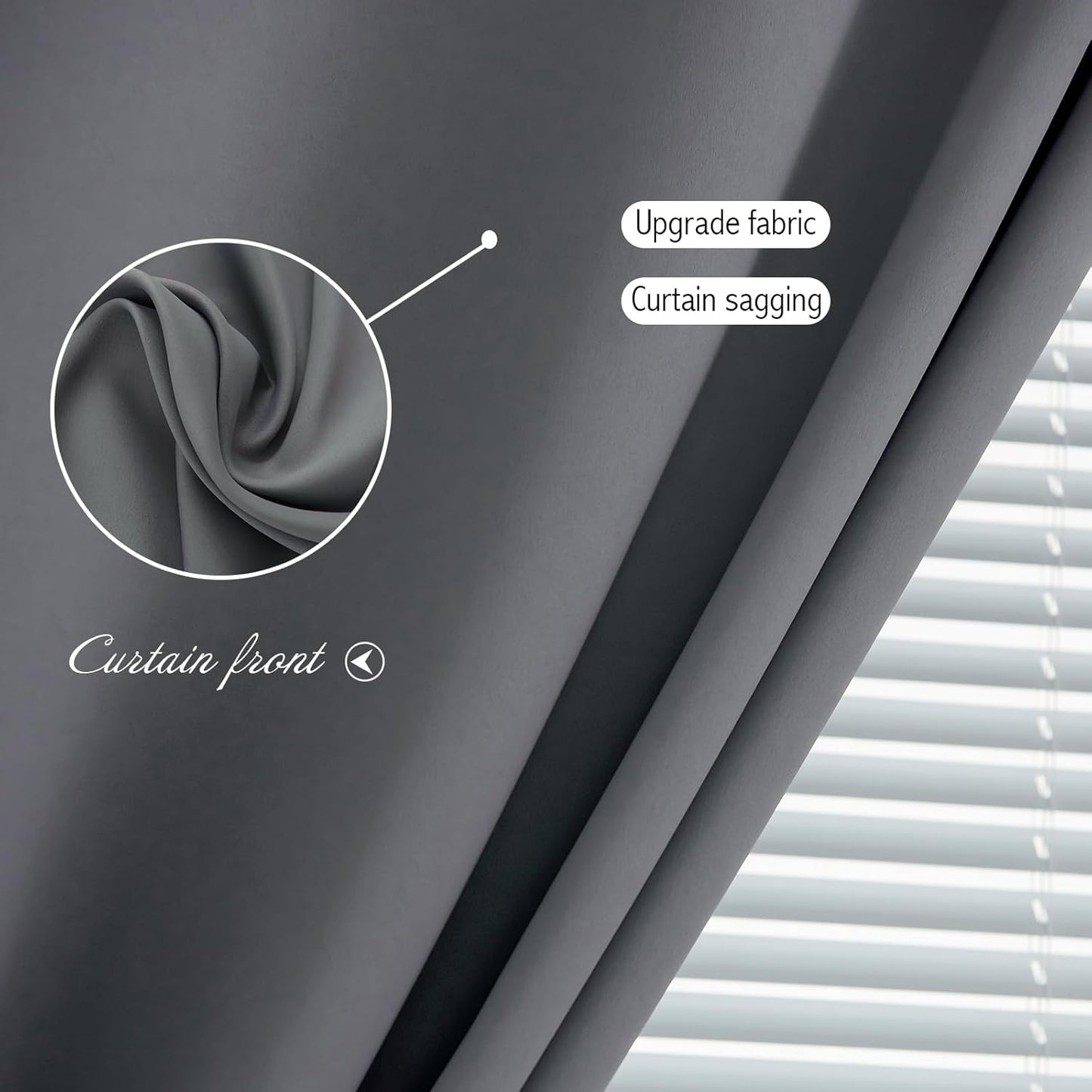 Magic Tape Stick On Curtains Window Shades Pull Down Blackout Window Cover Blackout Curtains for Bedroom No Drillng Self Adhesive Curtains No Rod Small Curtain, 47" W X 79" L, Grey, 1 Panel