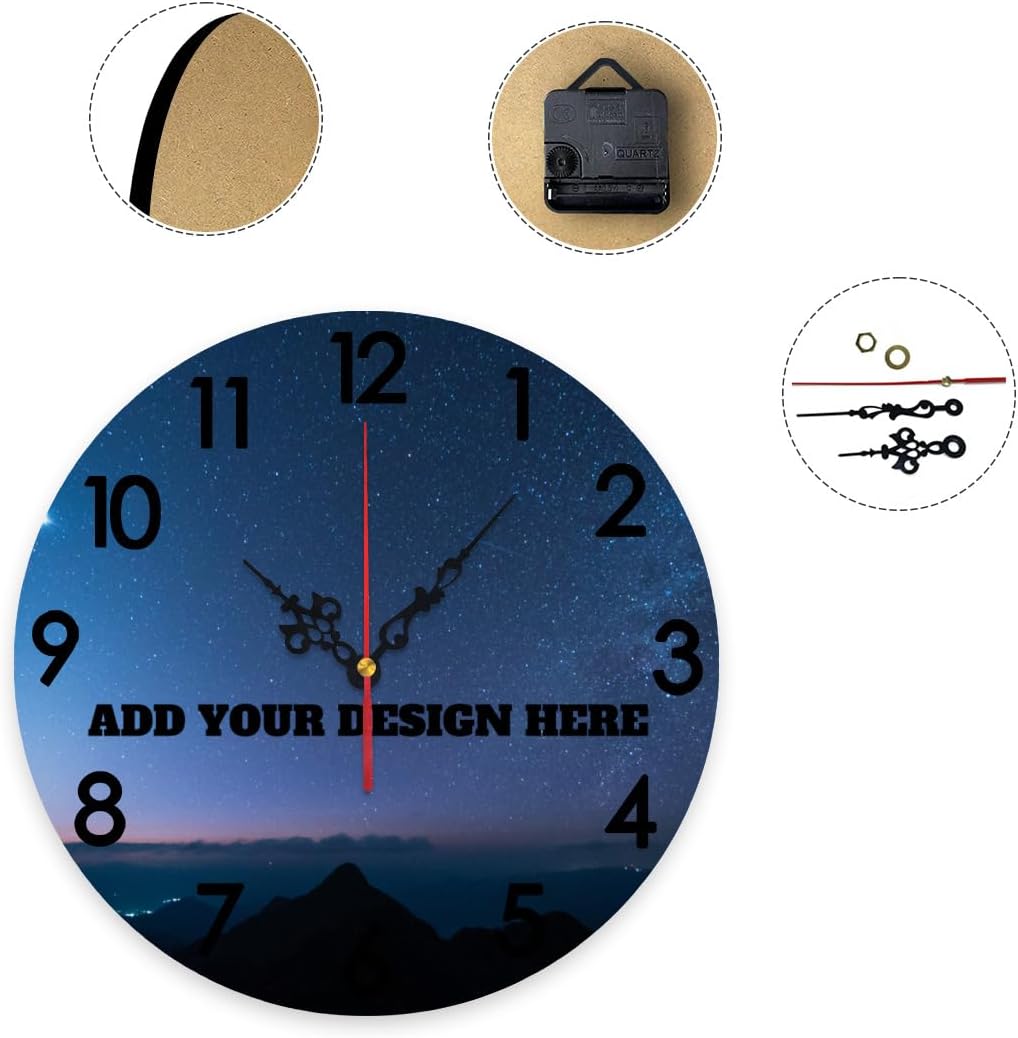 Generic Custom Wall Clock Personalized Picture Hanging Time Clocks Silent Non Ticking Round Decoration for Kitchen Wedding Friend Family Lover, 12x12Inch
