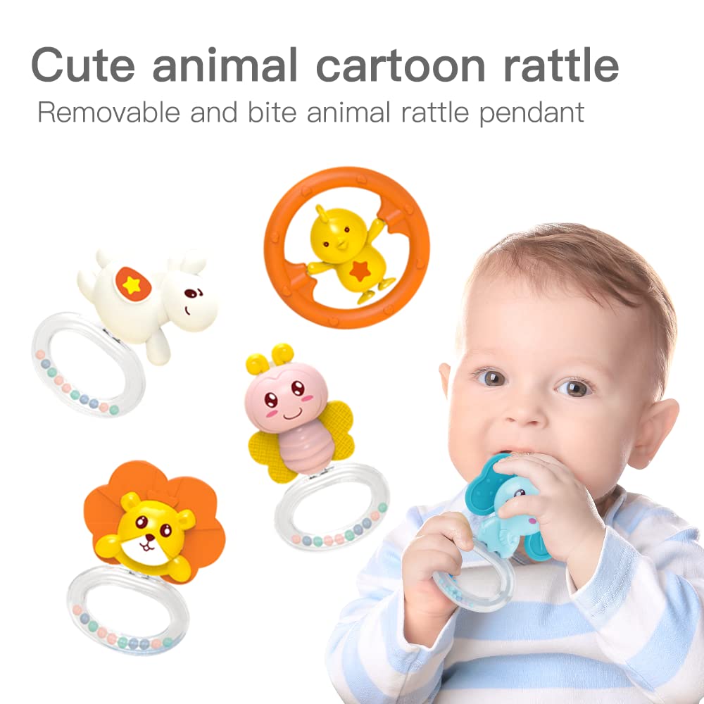 Baby Musical Crib Mobile with Night Lights and Relaxing Music,Hanging Rotating Animals Rattles,Stars Projection,Remote Control,for Boy Girl Newborn Baby Toys(Blue)