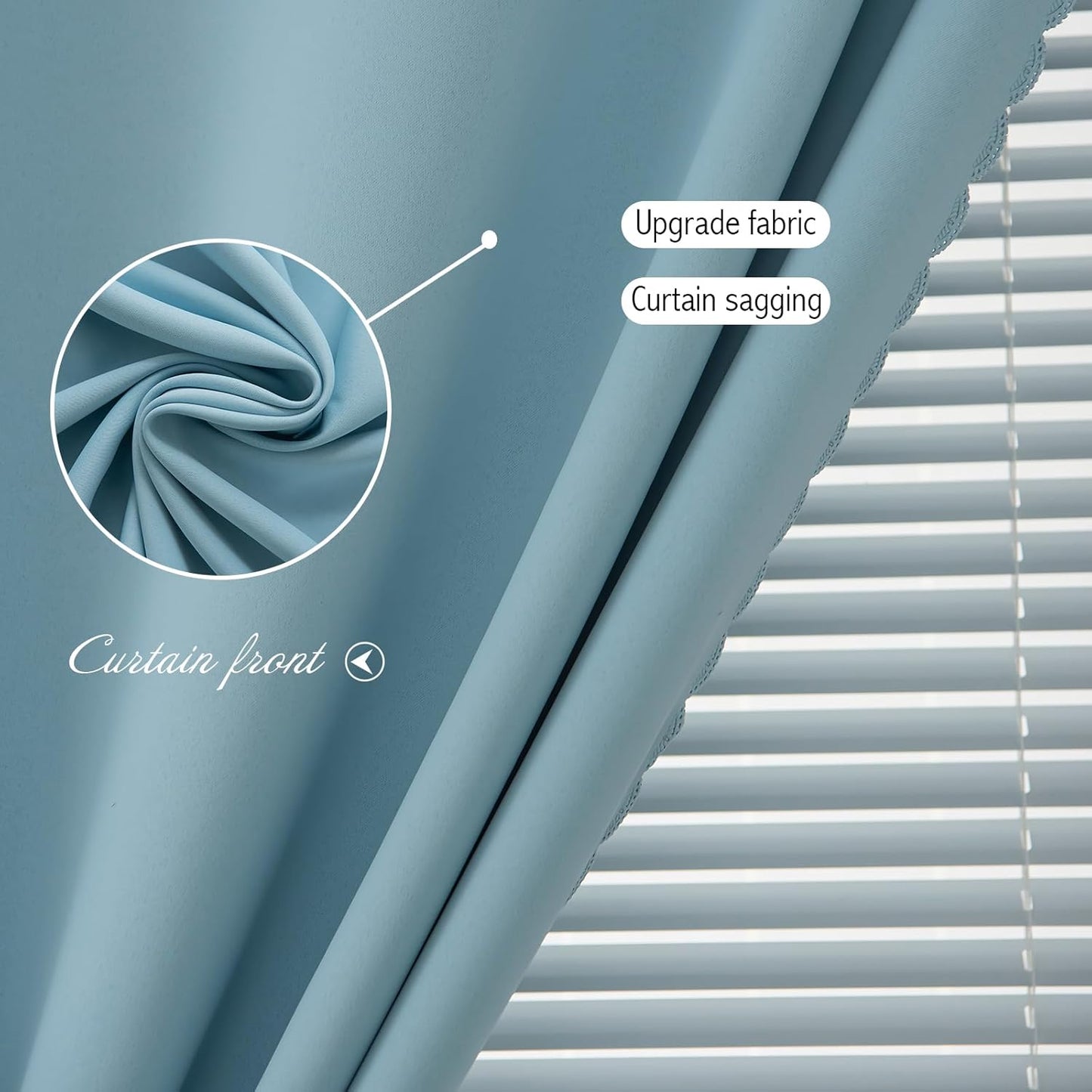 Self Adhesive Curtains, Black Out Shade for Window, Blackout Fabric Temporary Window Coverings Easy to Hang Curtains No Rod Needed, Use for Bedroom, Room, Kitchen, 35" W X 71" L, Lake Blue, 1 Panel