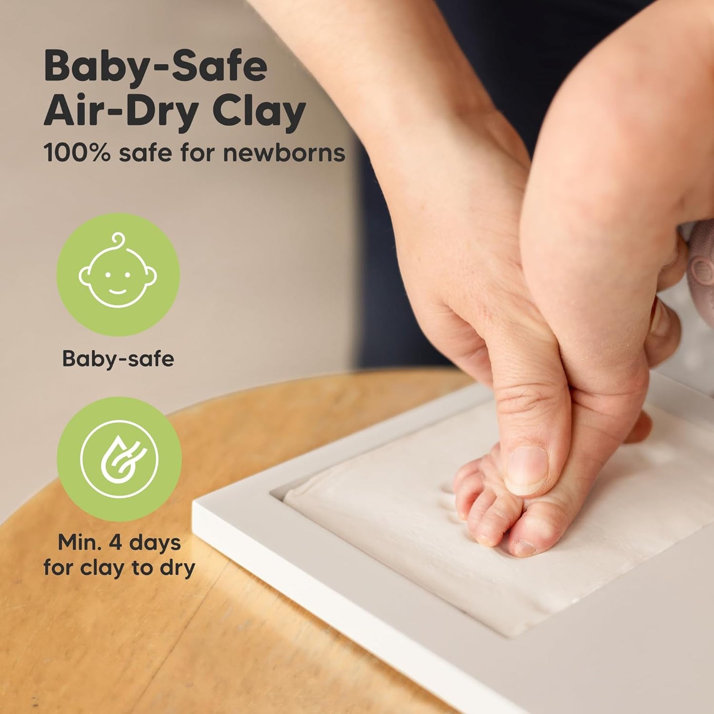 Baby Hand and Footprint Kit - Clay Handprint Keepsake Frame, Newborn Nursery Picture Frame, Personalized New Mom Gifts for Baby Shower & Registry (Sky Blue)