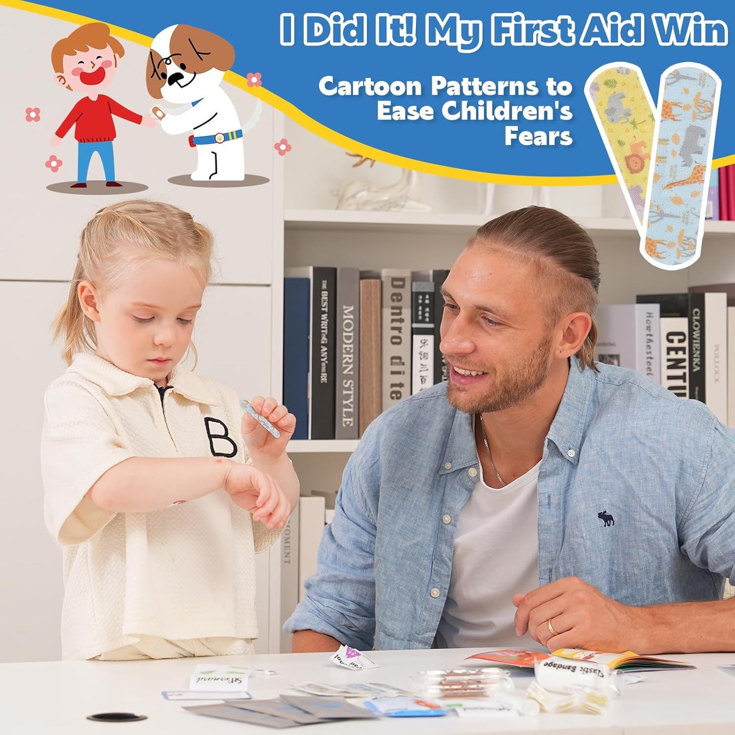 StBernard First Aid Kit for Kids, Small Pocket Size Medical Kit with Cute Bnadages, Tools for Daily Emergencies, Organized Pouch for Toddler & Children, Home, Camping, Travel, Playground(Yellow)