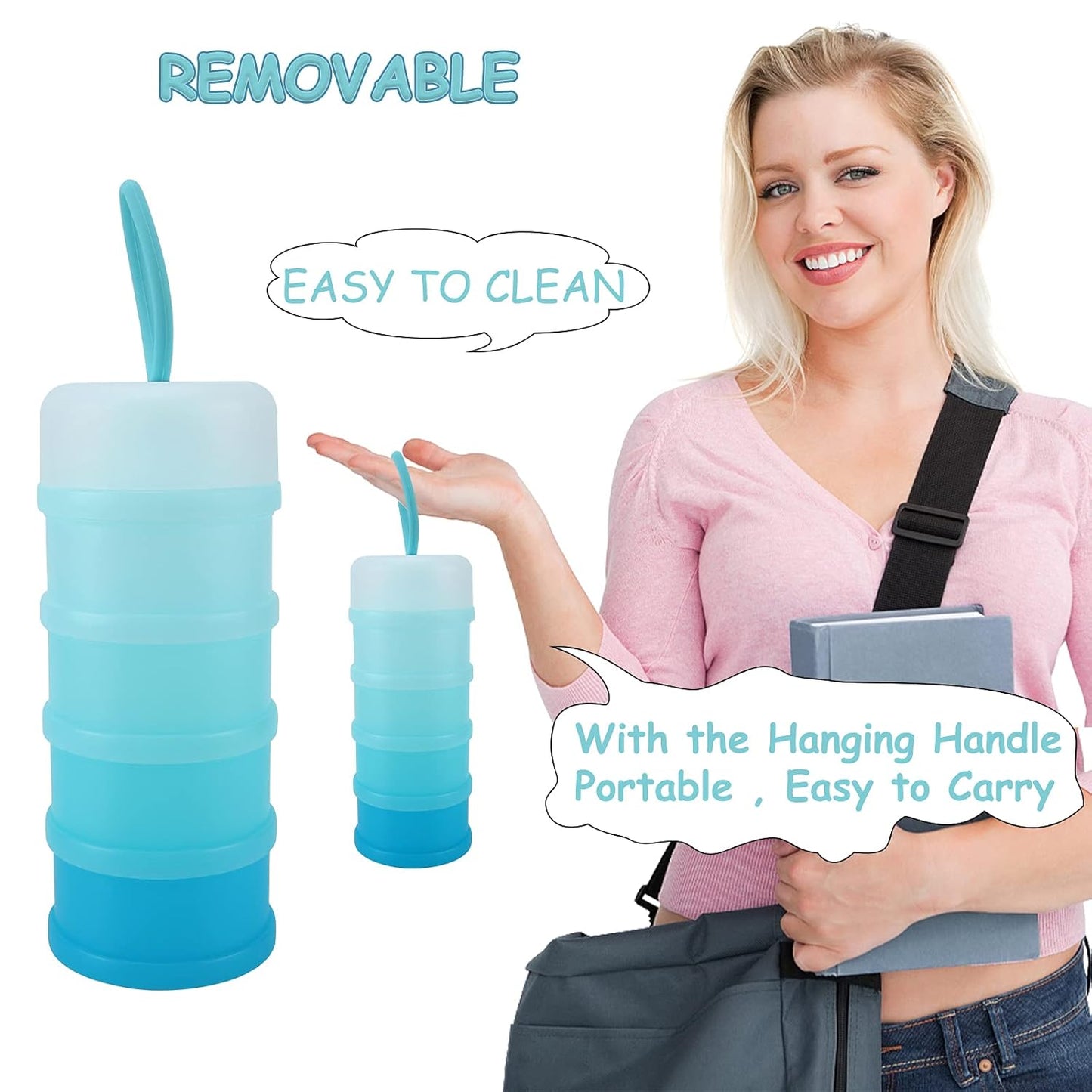 Accmor Baby Formula Dispenser On The Go, Stackable Formula Dispenser for Travel Formula Container to Go, Non-Spill Milk Powder Baby Kids Snack Storage Container, BPA Free, 3 Packs