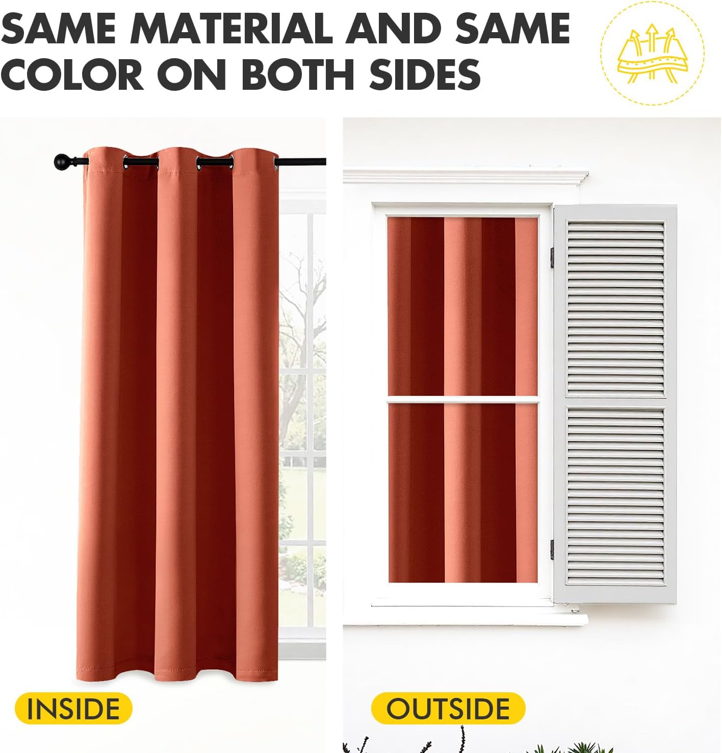 MIULEE Short Fall Curtains for Windows - Burnt Orange Blackout Half Window Curtains Thermal Insulated Privacy Drapes for Kitchen Bedroom Bathroom Grommet Small Basement Tiers W40 x L36 Inch 2 Panels