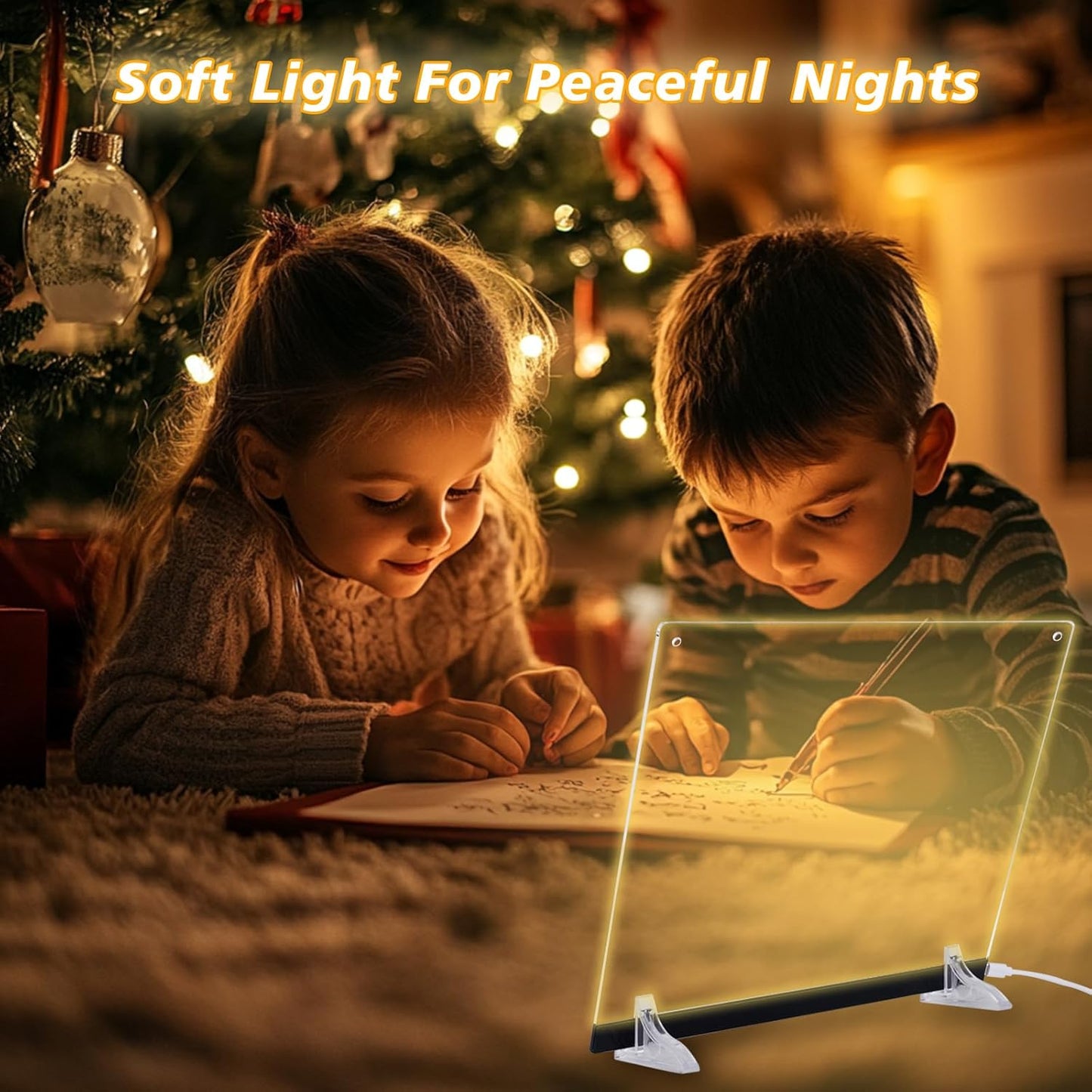 Led Note Board with Colors Light Up Drawing Board for Kids - 14.1"x10.9" Acrylic Message Board with Music Sync & Remote Control Dry Erase Board with 7 Color Markers for Gifts Toys (Standard)