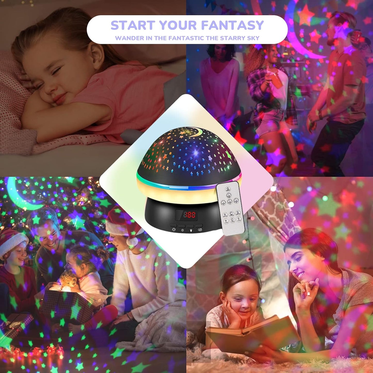 Timer Star Light Projector with Remote Control,Rotation and 16 Colors Projection Lamp and Sleep Light,Christmas Easter Birthday Gifts for Kids, Boys Girls Gifts
