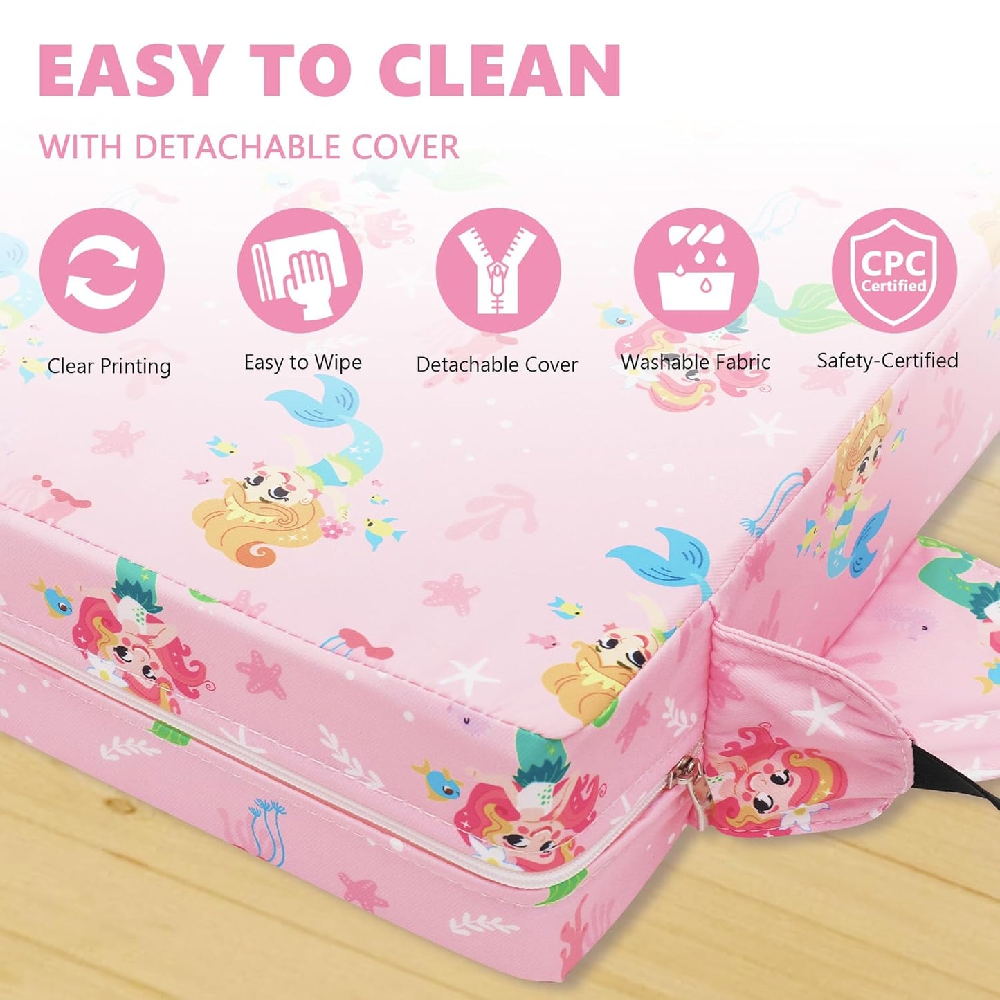 Booster Seat for Kitchen Chair with Adjustable Straps, Toddler Booster Seats for Dining Table Portable for Travel Camping Eating, Booster Cushion for Table for Baby Child Infant Kid Boy Girl