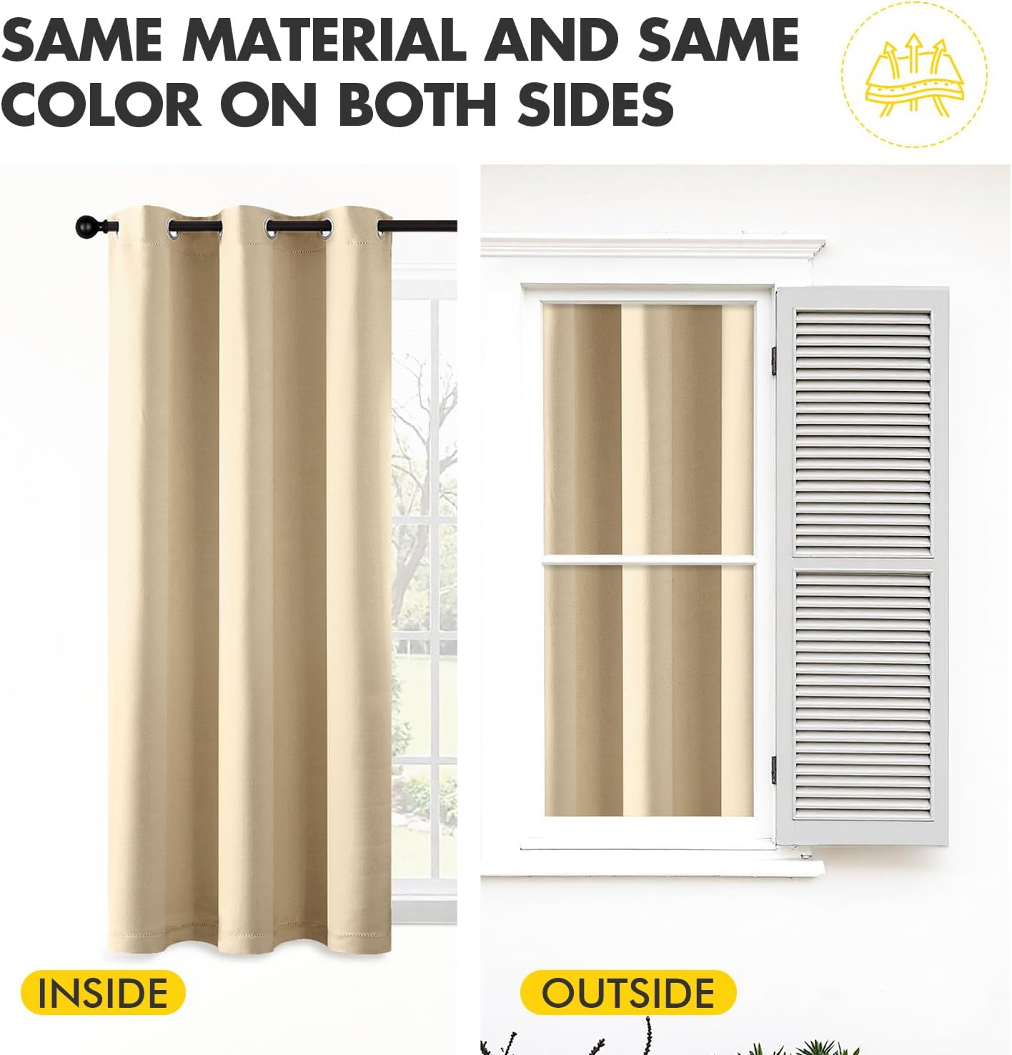 MIULEE Short Curtains for Windows - Cream Beige Blackout Half Window Curtains Thermal Insulated Privacy Drapes for Kitchen Bedroom Bathroom Grommet Top Small Basement Tiers W40 x L36 Inch 2 Panels
