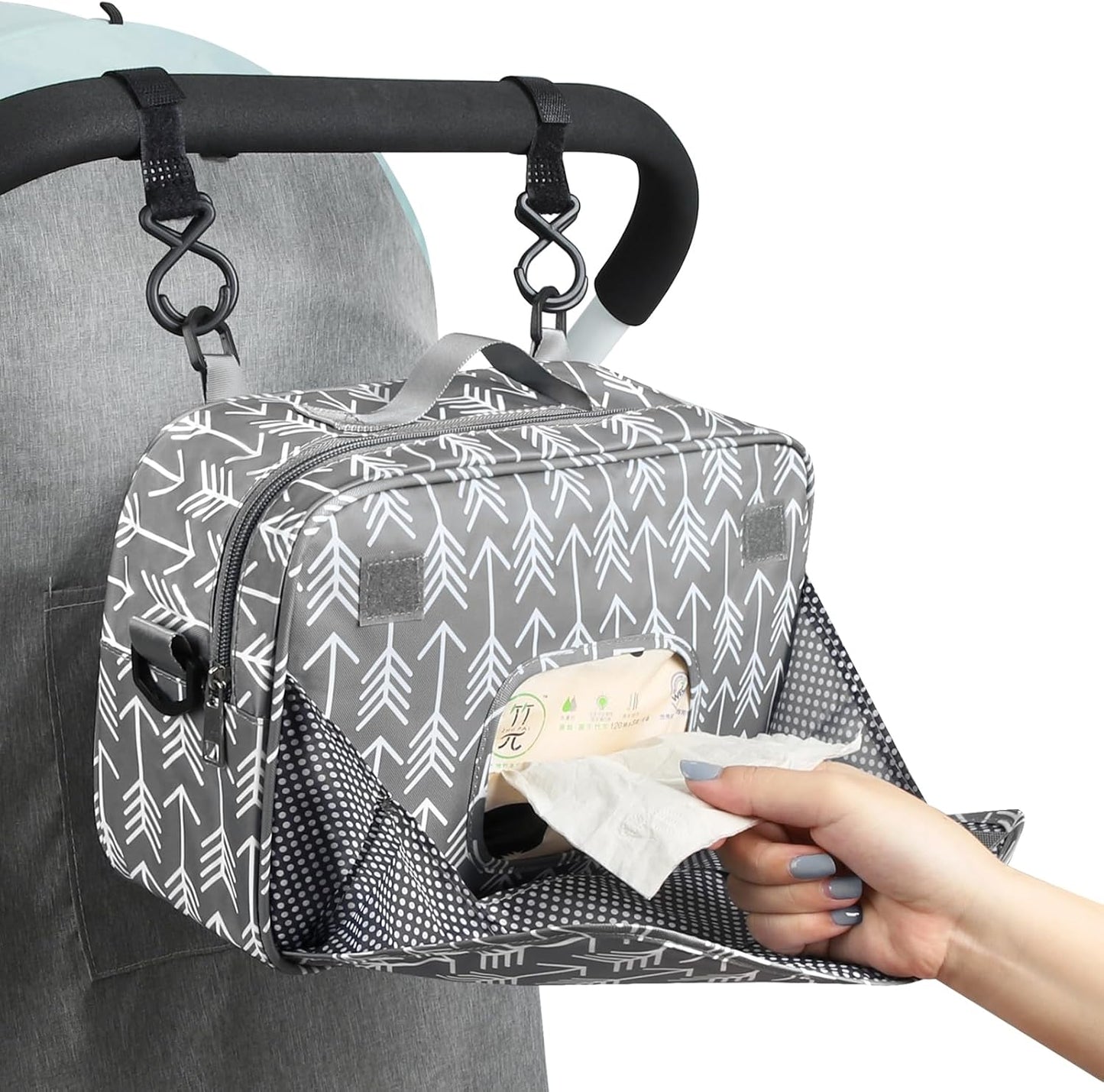 Accmor Stroller Organizer, Universal Stroller Organizer with Insulated Cup Holder Pocket, Dual Purpose Large Capacity Stroller Bag Caddy, Stroller Accessories Fits for Uppababy, Doona, Nuna Strollers