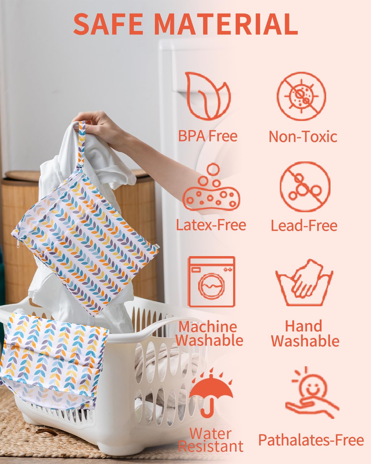 babygoal Wet Dry Bags for Baby Cloth Diapers, Washable Travel Bags, Beach, Pool, Gym Bag for Swimsuits & Wet Clothes with Two Zippered Pockets 3 Pack 3LN08