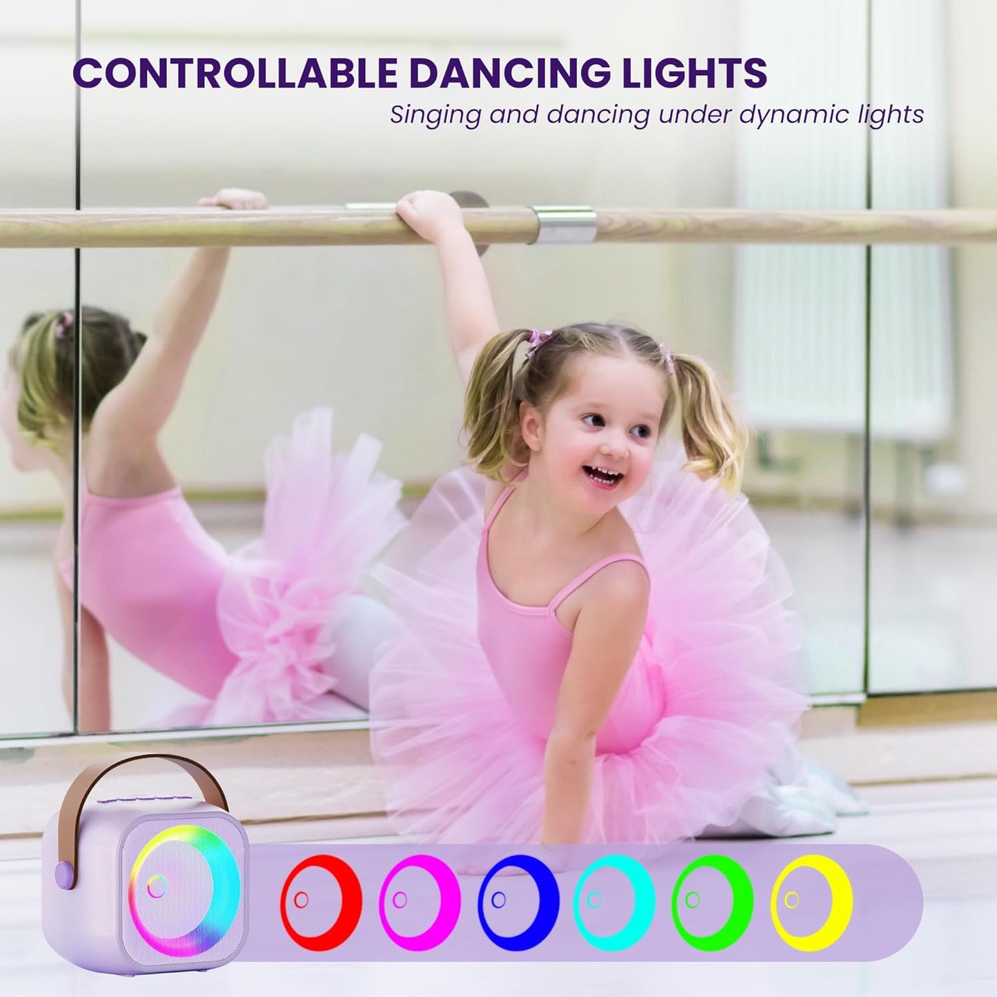 Karaoke Machine for Kids Toys for 4-12+ Year Old, Mini Portable Bluetooth Speaker with 2 Wireless Microphones, Birthday Party for Girls Boys