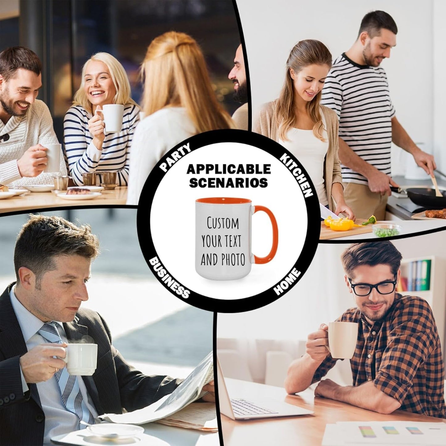 Ship Next Day Custom Mug Design Your Own Photo Text Personalized Picture Gifts for Women Men Customized Gifts Idea Personalized Coffee Mugs 11oz Orange Handle