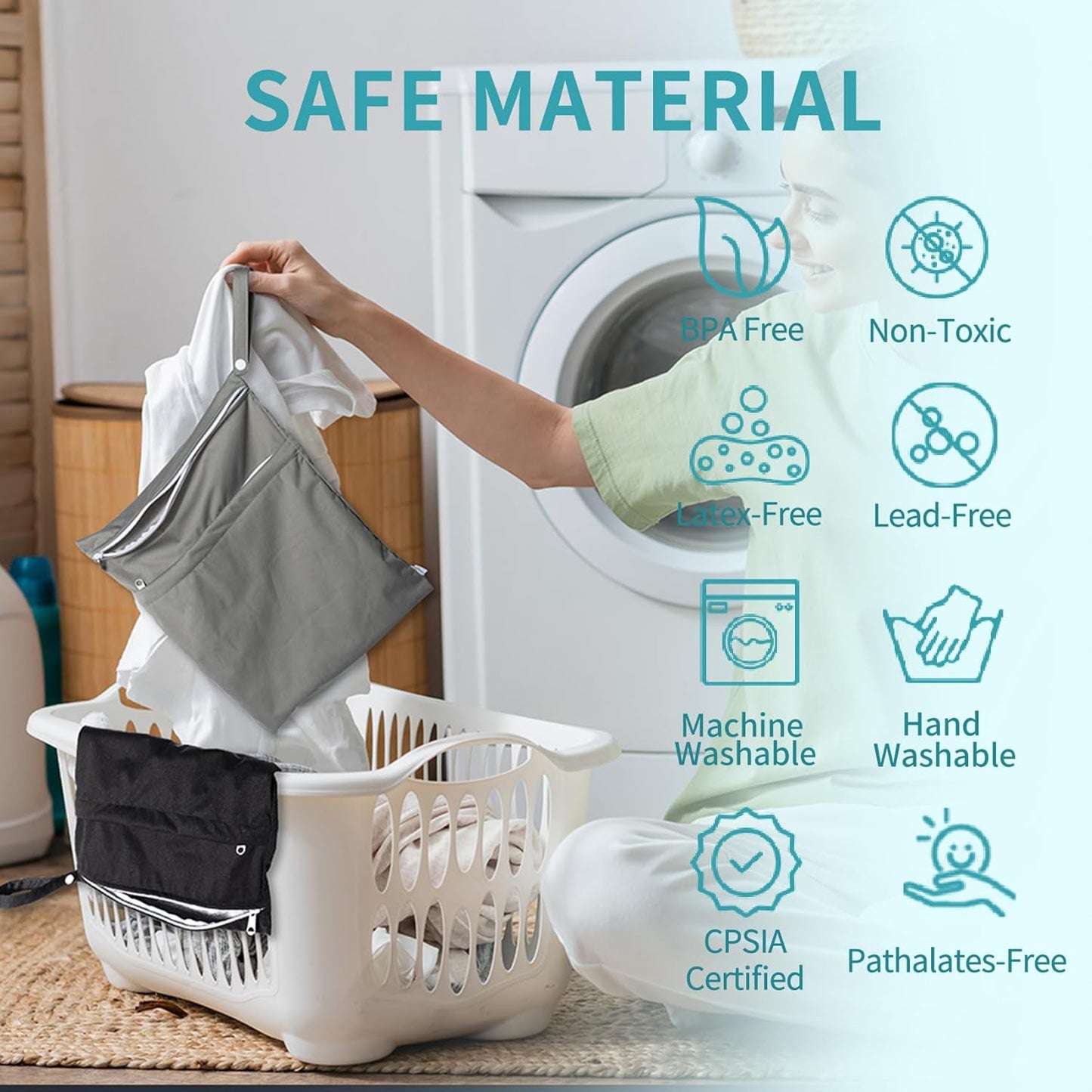 babygoal Wet Dry Bags for Baby Cloth Diapers, Washable Travel Bags, Beach, Pool, Gym Bag for Swimsuits & Wet Clothes with Two Zippered Pockets 3 Pack, 3LN24