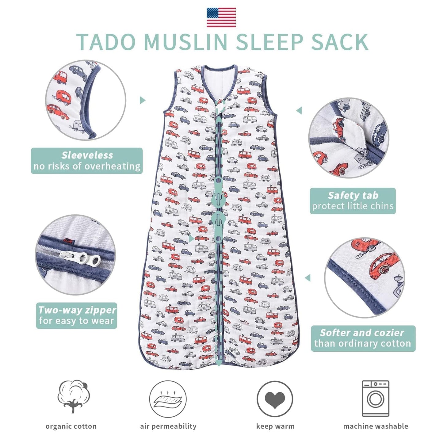Toddler Sleep Sack, 70% Rayon from Bamboo and 30% Cotton Baby Wearable Blanket Winter 2.5 TOG Sleeping Sacks Warm Car(2-4T)
