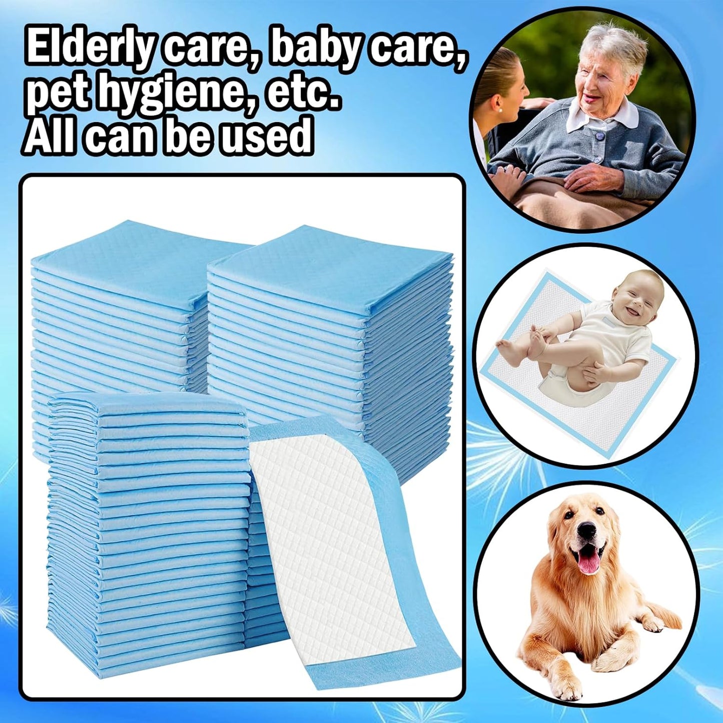 100 Pack Disposable Changing Pad,Baby Incontinence Changing Pads,High Absorbent Breathable Underpads,Waterproof Leak Proof Diaper Changing Pad,for Baby Adults Pets Pee Pad,13 x18 in