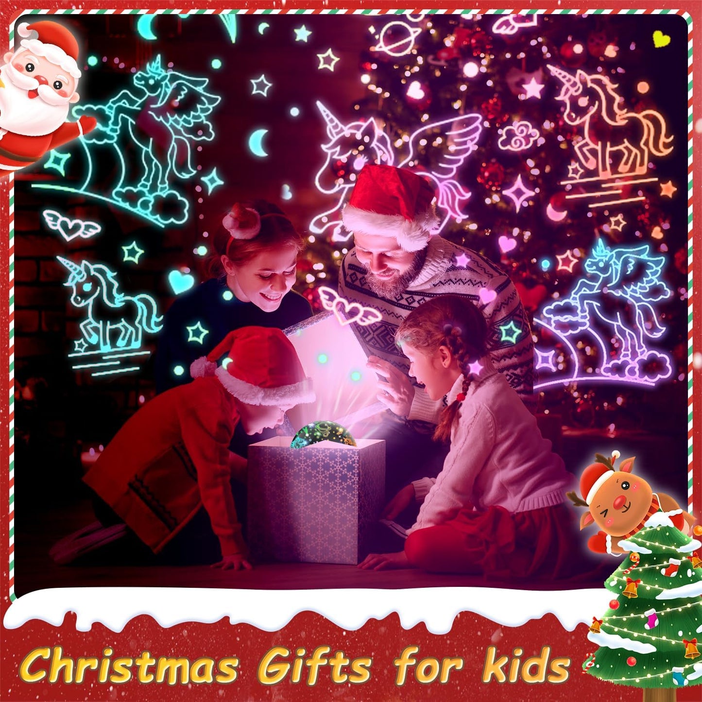 MINGKIDS Unicorn Girl Toys Age 3-10,Night Light Projector- Multi Colors Rotating Remote, 3 Films and Auto Timer, Christmas Stocking Stuffers Birthday Gifts for 5-7 Year Old Girls