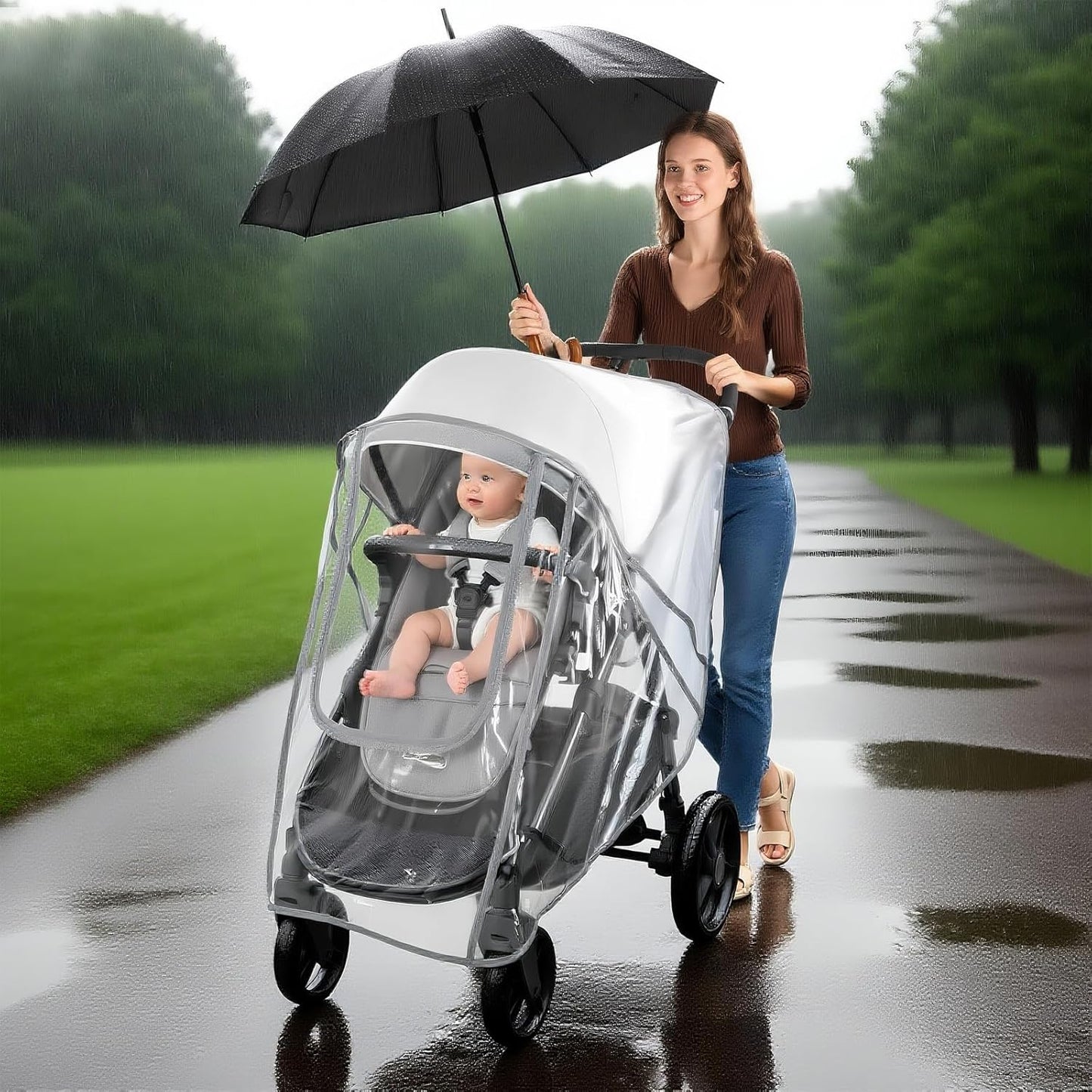 Breathable Stroller Rain Cover Compatible with Graco for Baby-Windproof, Waterproof, Protect from Sun Dust Snow,Clear Stroller Accessories
