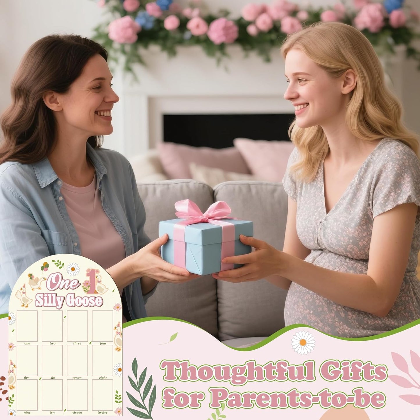 R HORSE My First Year Photo Frame Board, 3D One Silly Goose Birthday Decorations Display Wood Board, Baby First Year Picture Frame 12 Months Milestone 1st Birthday Nursery Decor Gift for Boy Girl