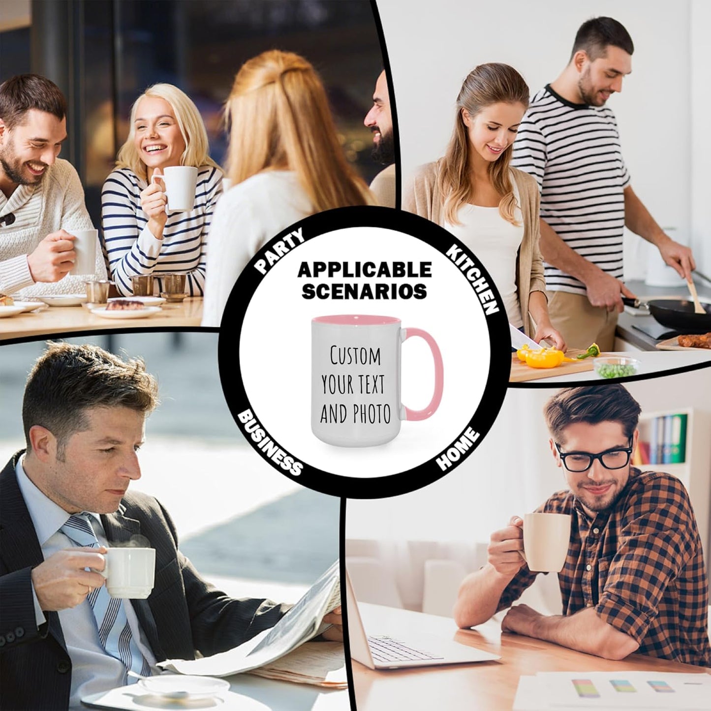 Custom Mug Upload Your Picture Personalized Coffee Mug with Photo Text Name Customized Cup Unique Ideas Gifts for Men Women Mom Dad Girlfriend Boyfriend Friend Family (Pink, 15oz)