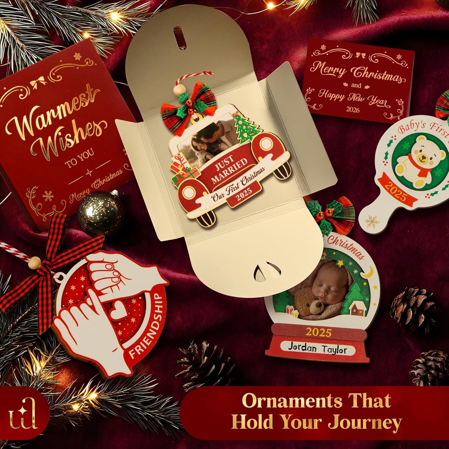 Our First Christmas Married Ornament 2025- Just Married Ornaments 2025, Wedding Ornament 2025, Unique Wedding Gifts for Couples 2025, 1st Newlywed Christmas Ornaments 2025