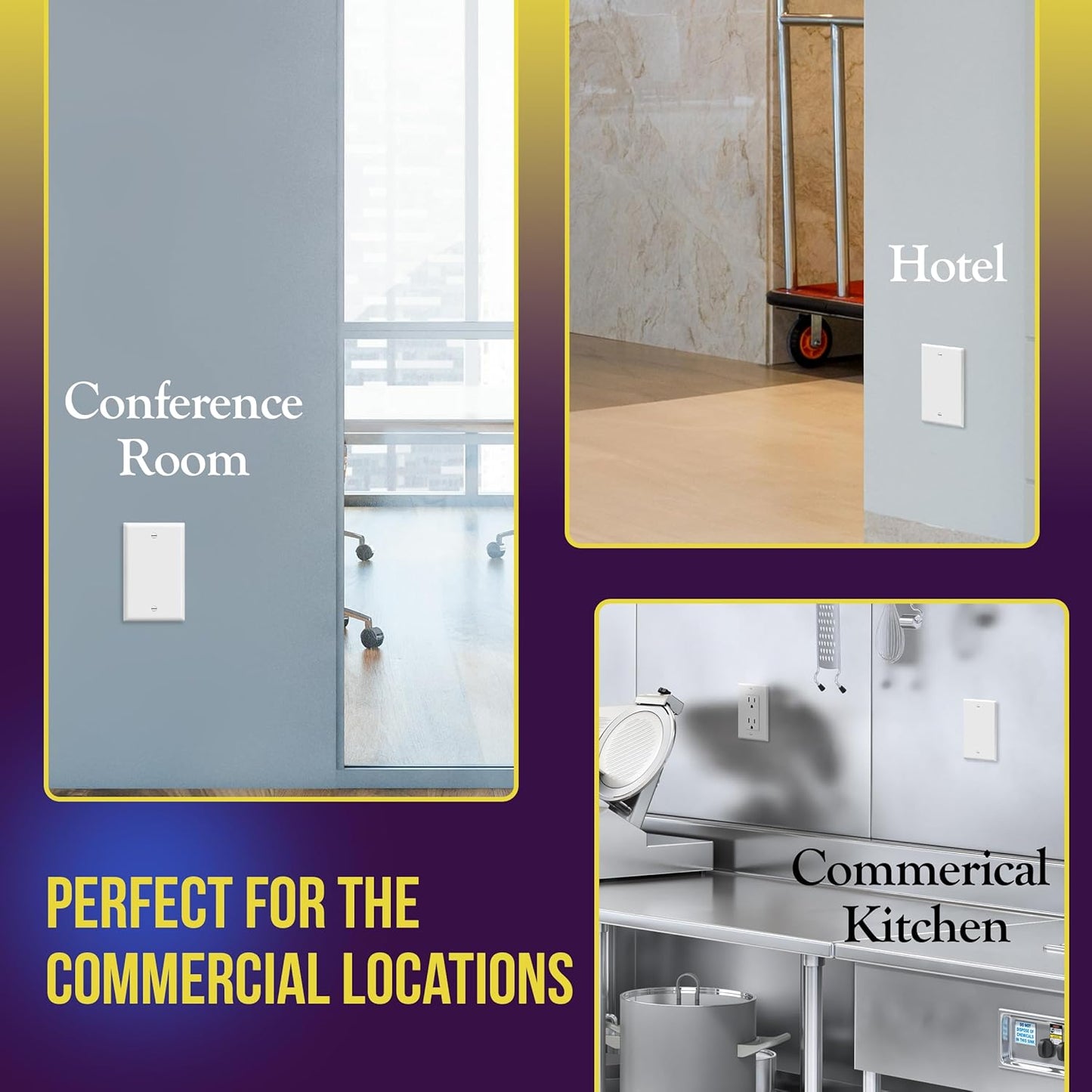 ENERLITES Blank Cover Wall Plate, Gloss Finish, Standard Size 1-Gang 4.50" x 2.76", Polycarbonate Thermoplastic, 8801-W, White