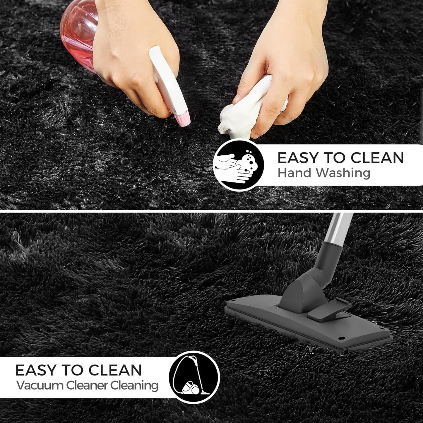 Ultra Soft Rug for Living Room, 4X6 Fluffy Shag Area Rug for Bedroom, Modern Shaggy Carpets Fuzzy Rug for Teens Dorm Nursery Home Decor Aesthetic, Upgrade Anti-Skid Durable, Black