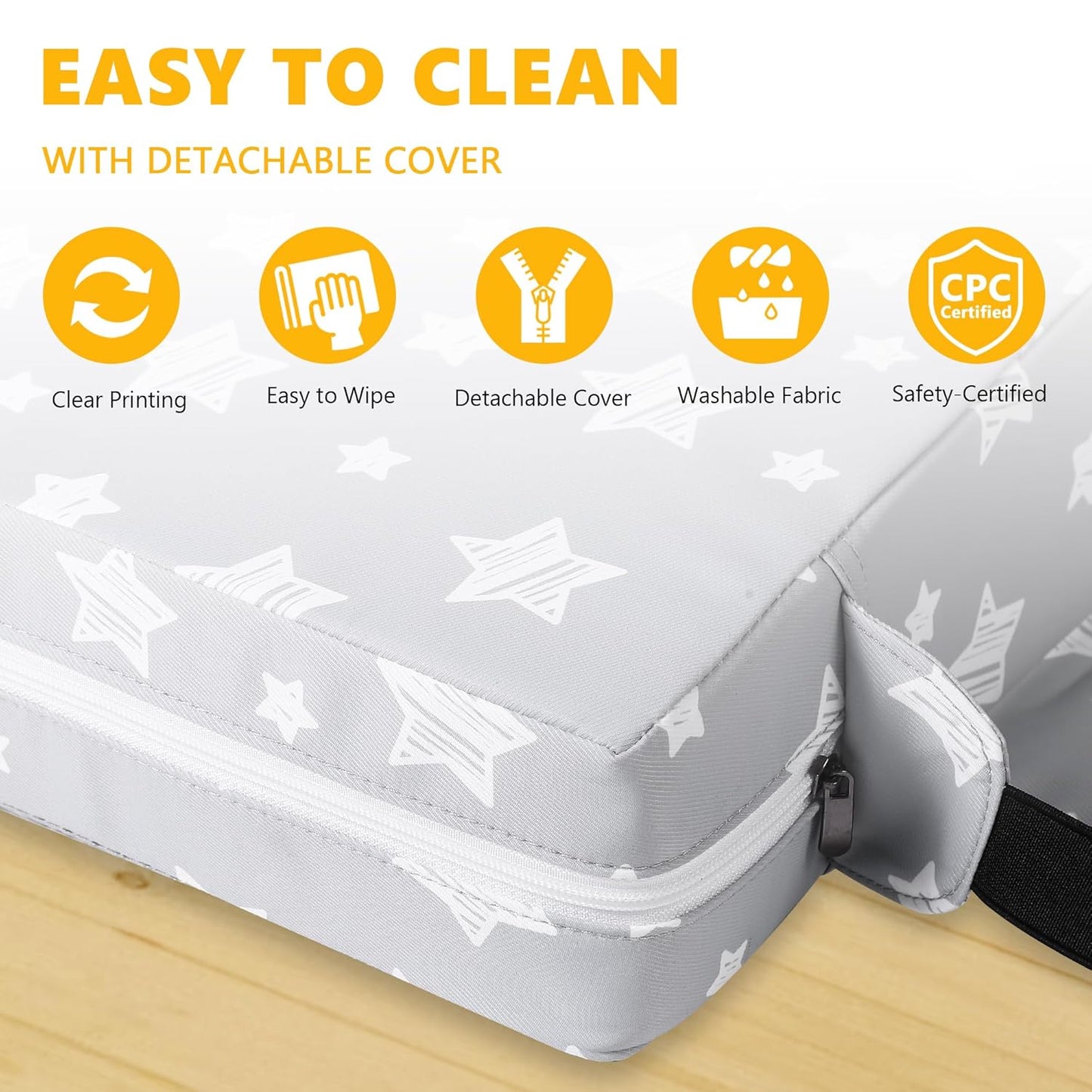 Booster Seat for Kitchen Chair with Adjustable Straps, Toddler Booster Seats for Dining Table Portable for Travel Camping Eating, Booster Cushion for Table for Baby Child Infant Kid Boy Girl