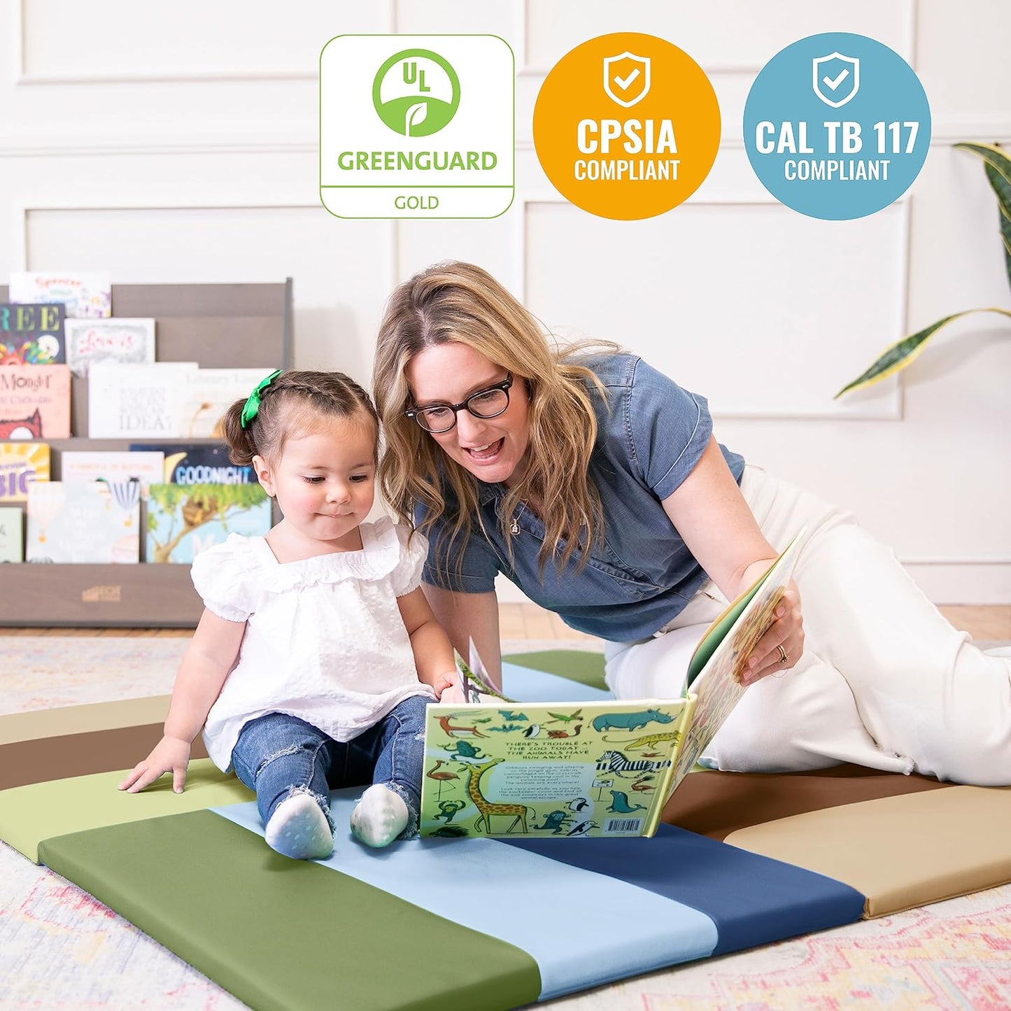 ECR4Kids SoftZone Turning Tiles Activity Mat, Folding Playmat, Earthtone
