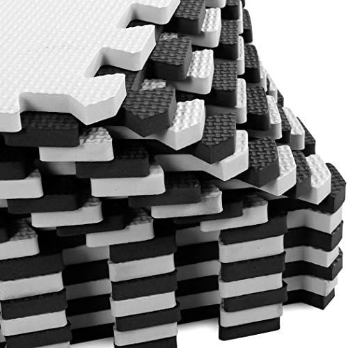 XMTMMD Soft Non-Toxic Foam Baby Play Mat | Toddler Playmat | EVA Foam Interlocking Tiles for Gym, Nursery, Playroom | 18 Squares Foam Floor Mats for Kids & Babies | Black Jigsaw Puzzle Play Mat