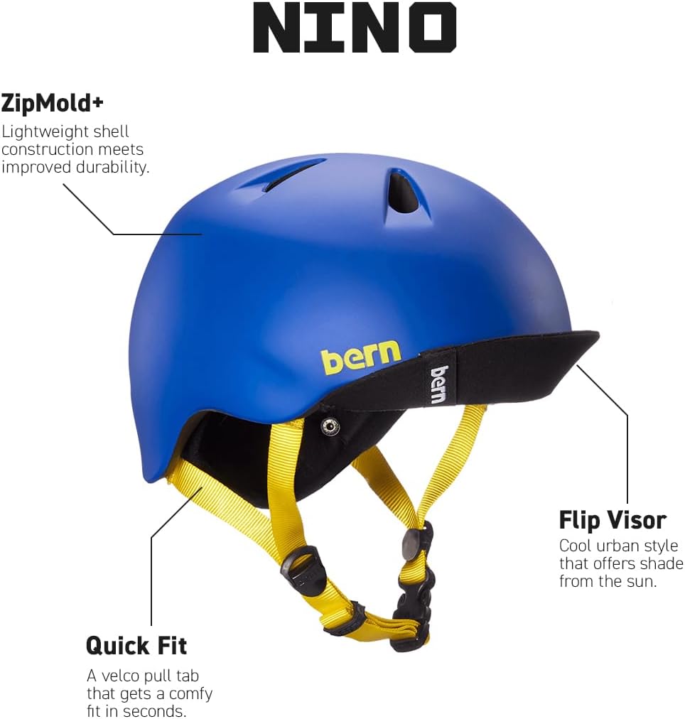 Bern Nino Bike Helmet for Kids, Ages 3-12, Flip Visor, Adjustable fit, Lightweight, CPSC Safety Certified