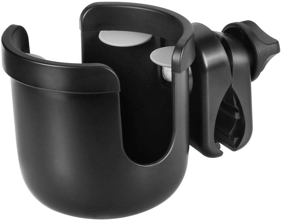 Accmor Stroller Cup Holder, Universal Cup Holder, Bike Cup Holder, 360° Rotatable Large Caliber Drinks Holder for Stroller, Bike, Wheelchair, Walker, Black, 2 Pack