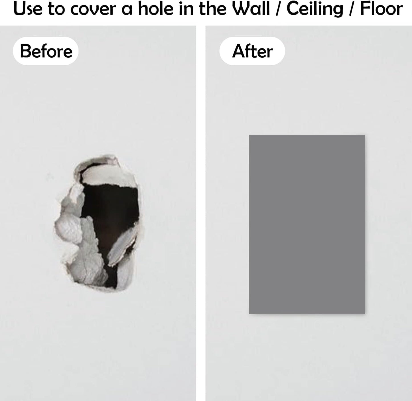 Rubber Bond Self-Adhesive Rubber Wall Outlet Cover Plate 5 Pack - Easy to Apply Peel & Stick Drywall Hole Patch - 5x3 Inch Screwless Blank Wall Plate Cover - Premium Rubber Wall Hole Cover (Grey)