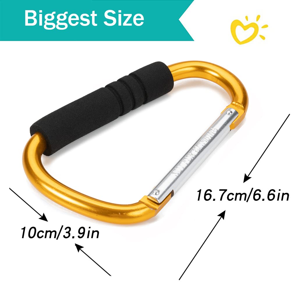 Stroller Hooks by Baby，2 Pack Convenient Organizer Hook Bag Clips to Diaper Bags Orange