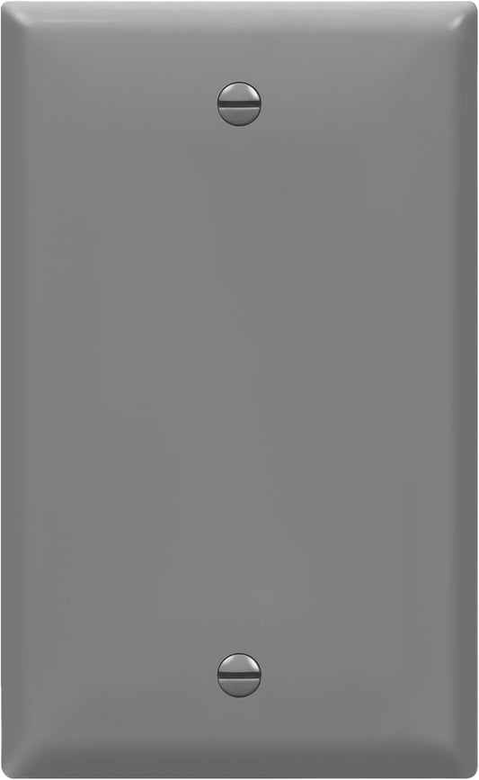 ENERLITES 8801-GR Blank Cover Wall Plate, Size 1-Gang 4.50" x 2.76", Polycarbonate Thermoplastic, 8801-GY, Gray, Screw