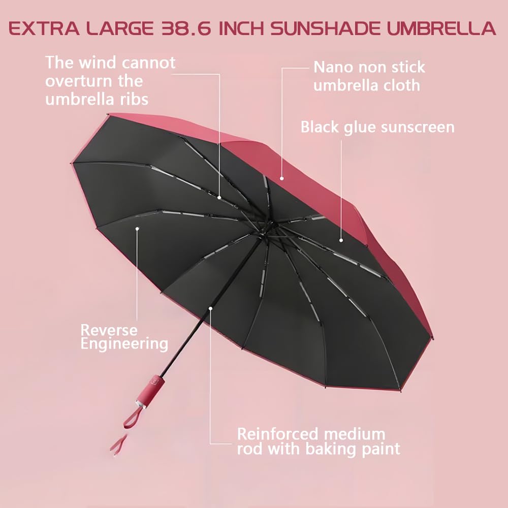 Universal Stroller Umbrella Attachment, 360° Adjustable Clamp, Sun and Rain Protection, for All Kinds of Strollers（Red）