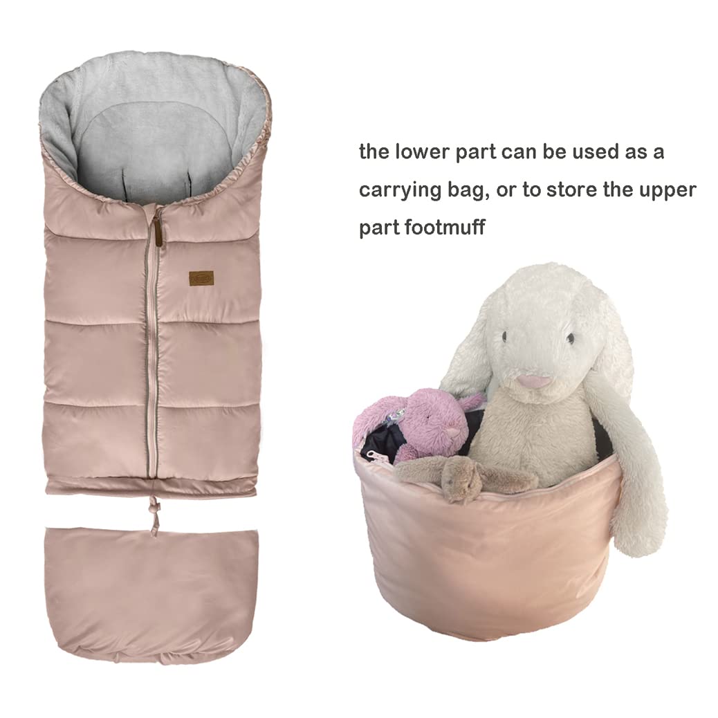 0-5T Length Extension Baby Universal Stroller Footmuff,Waterproof Durable Coral Fleece Stroller Bunting Bag,Stroller Bassinet Winter Blanket Cover Toddler,Pink