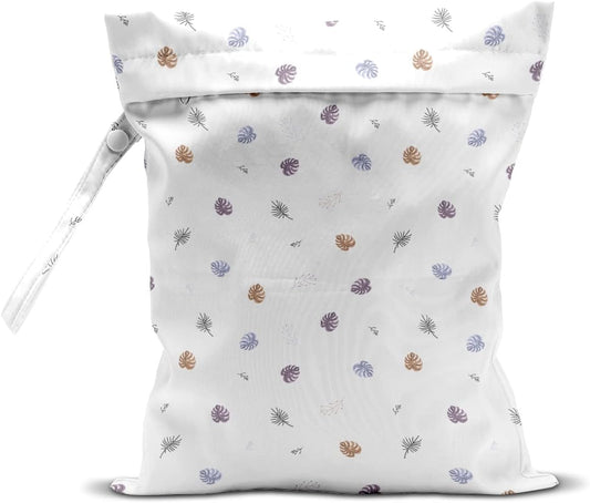 Wet Dry Bag, for Swimsuit, Travel, Beach, Pool, Stroller, Diapers, Dirty Yoga Gym Clothes, Makeup Bag, Waterproof Tropical Palm Leaves Decor Jungle Palm Leaf Favors