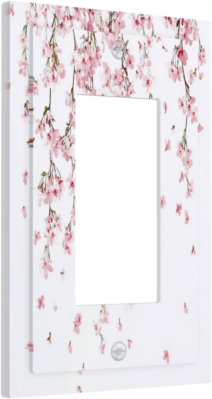 Decorative Outlet Covers Sakura Plant Floral Pink Flowers 1 Gang Single Rocker Light Switch Cover Plate Wall Plates Gfci Faceplate For Bed Room Living Room Decor