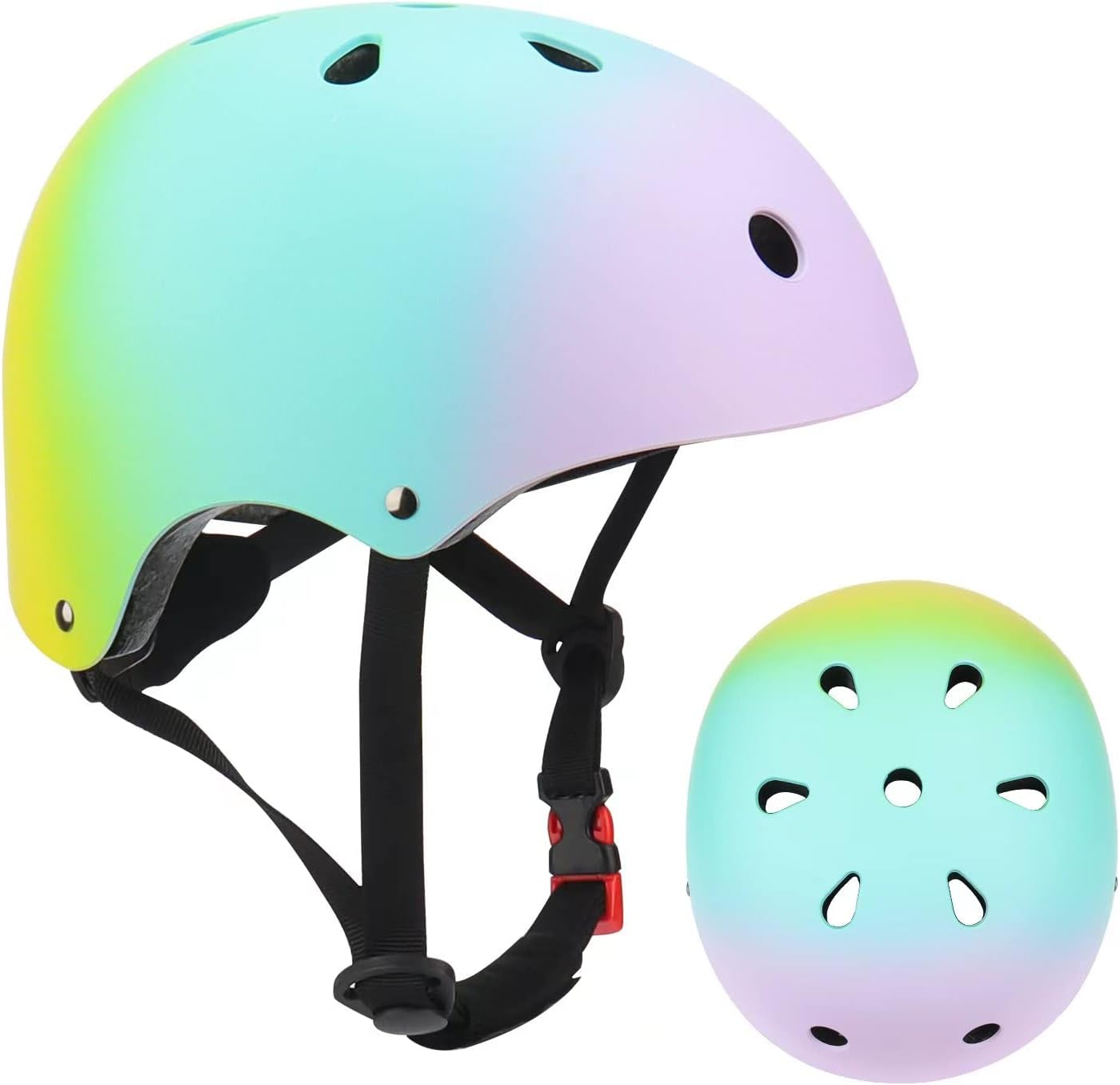 Color Gradient Adjustable Kids Bike Helmet Toddler Helmets for 3-5-8-14 Years Kids Girls Boys Youth Bicycle Helmet for Scooter Balance Bike Roller Skating Skateboard