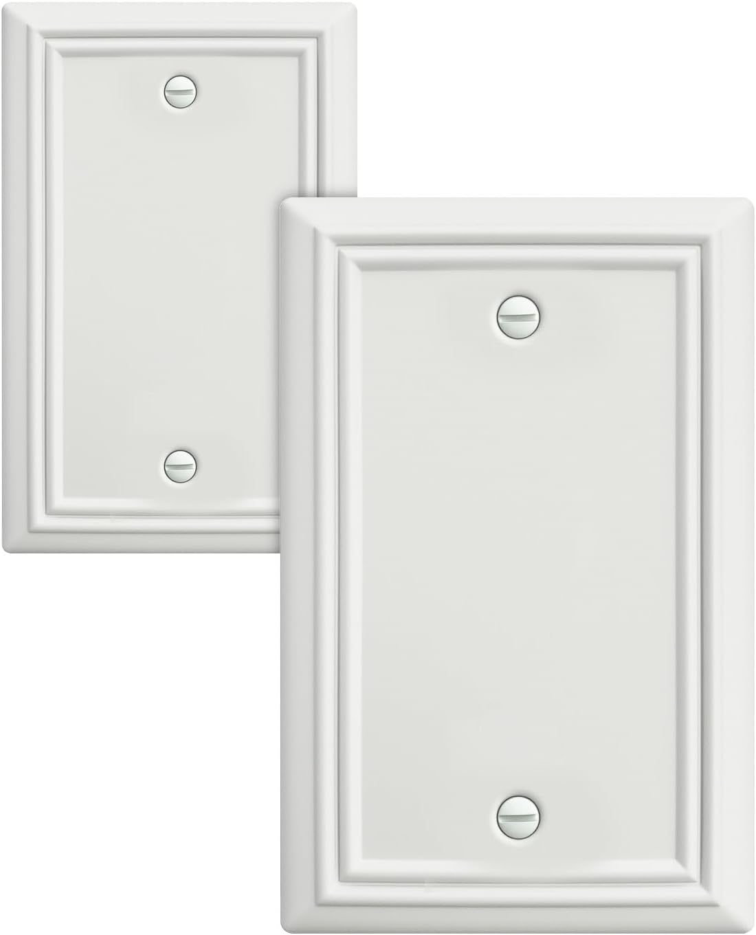 2-Pack Blank Wall Plate, Metal Plate Cover for Unused Outlets, Off White Finish, 3.15''*4.88'', Midsize