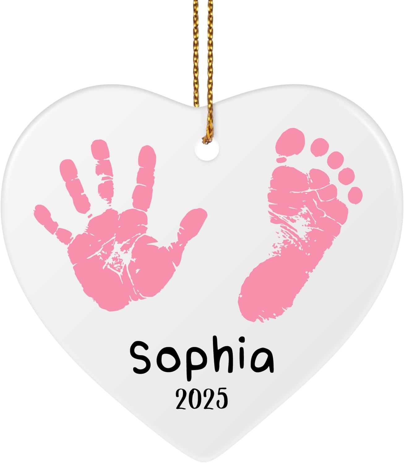 Baby Hand and Footprint Ornament - Baby's Frist Christmas Ornament with Photo, Name, Date - Personalized Baby Gifts, Newborn Keepsake, New Mom Gifts