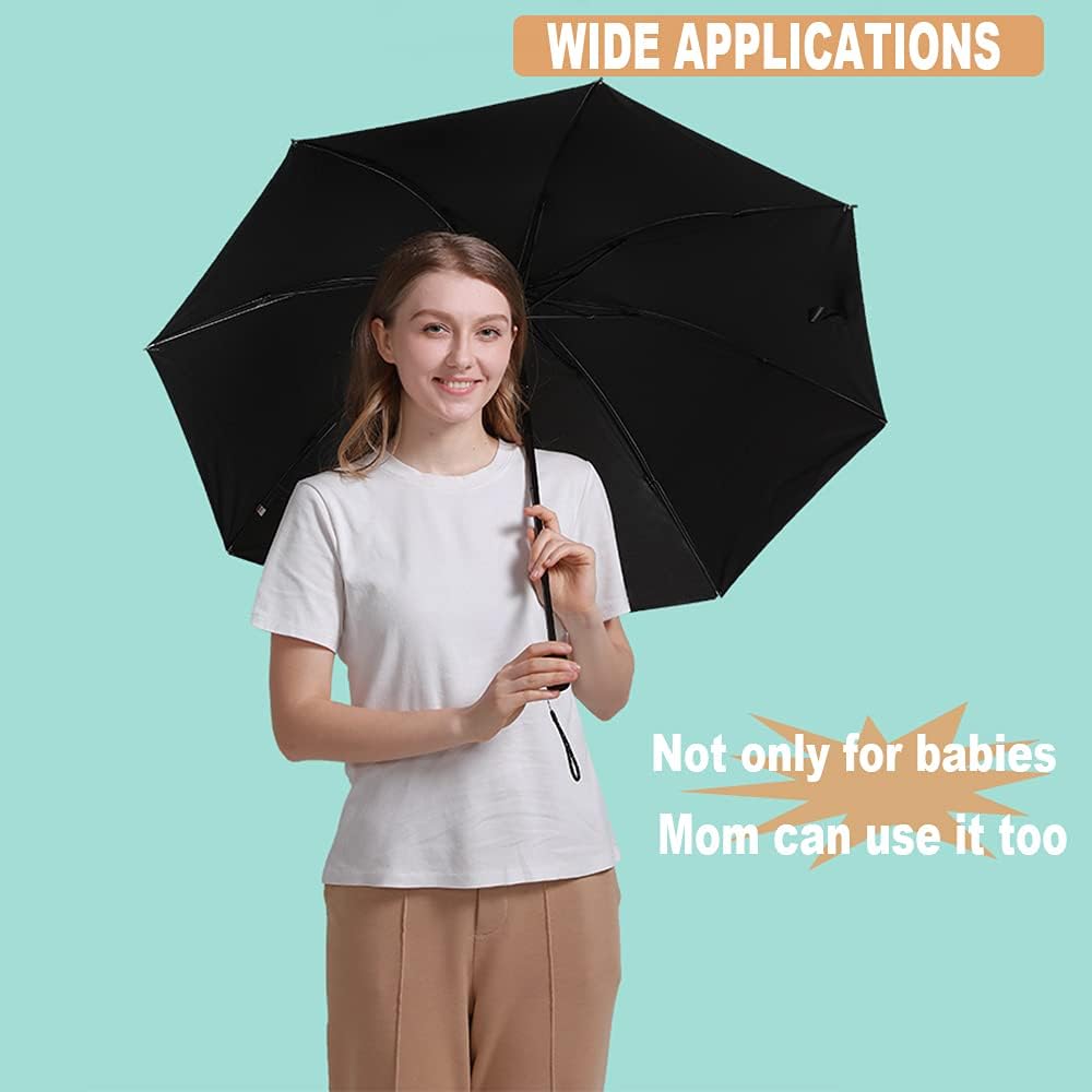 Universal Baby Stroller Sun Protection Parasol, with Umbrella Clip Fixing Device, UPF 90+ UV Protect Pushchair Sun Parasol (Silver)