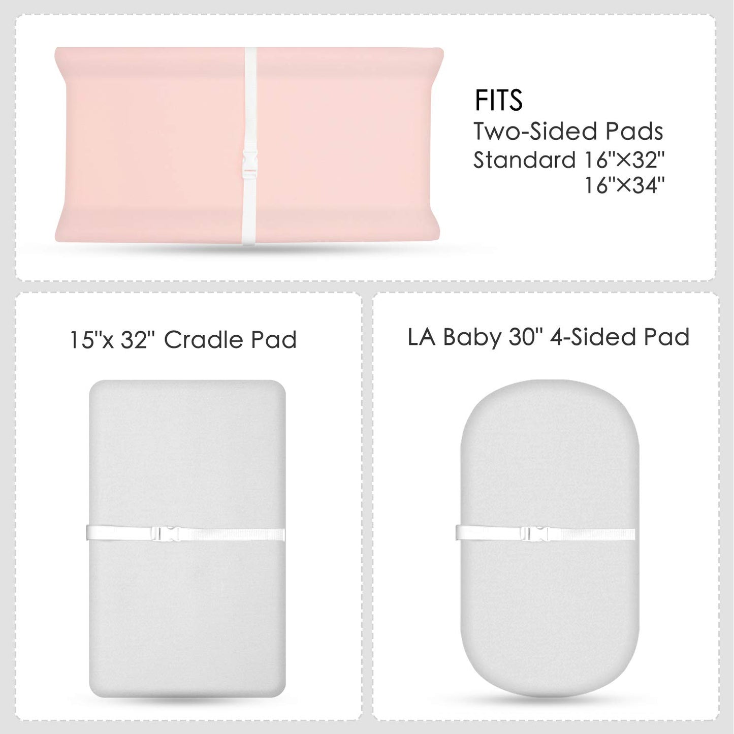 TILLYOU Changing Pad Cover Set in Soft Jersey Material Diaper Changing Table Sheets - Fits 32"/34''x16 Contoured Pad for Babies,Peachy Pink & Lt Gray