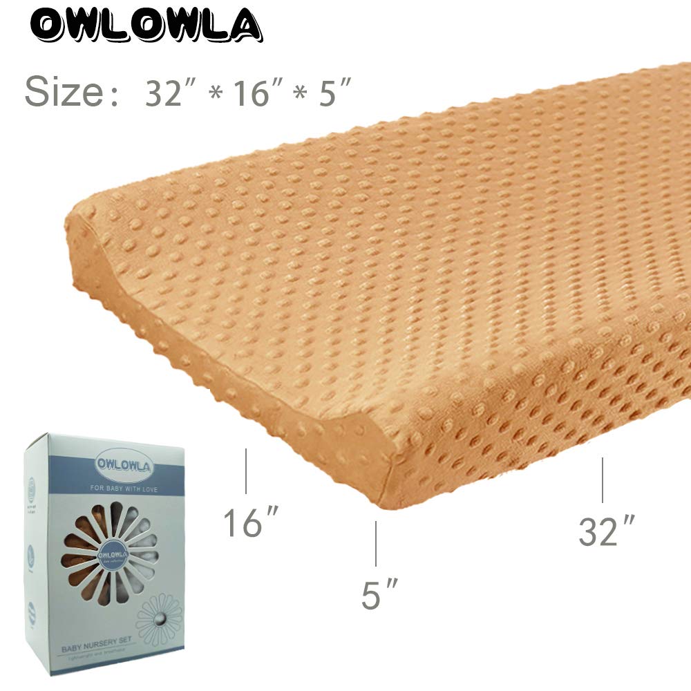 Owlowla Changing Pad Cover, Soft Minky Dots Changing Table Sheets for Baby Boy and Girl 2Pack(White/Classic Brown)