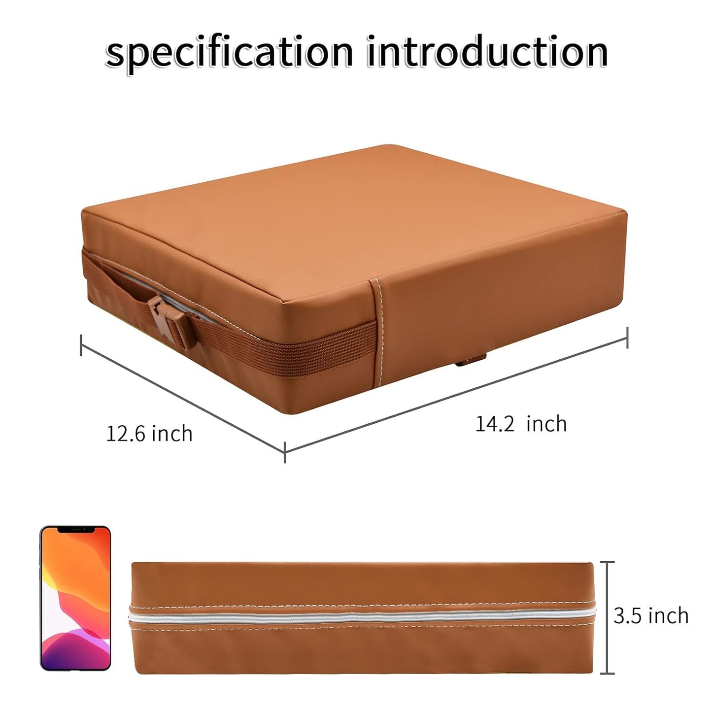 Toddler Booster Seat for Dining Table, PU Washable Double Safe Straps Non-Slip Bottom Booster Seat Dining Toddler, Portable Travel Increasing Cushion (Brown)